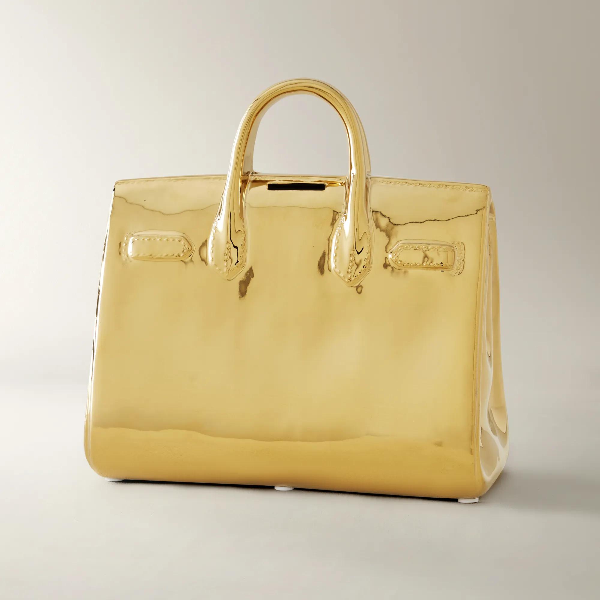Handbag Gold Ceramic High Gloss Coin Bank Large