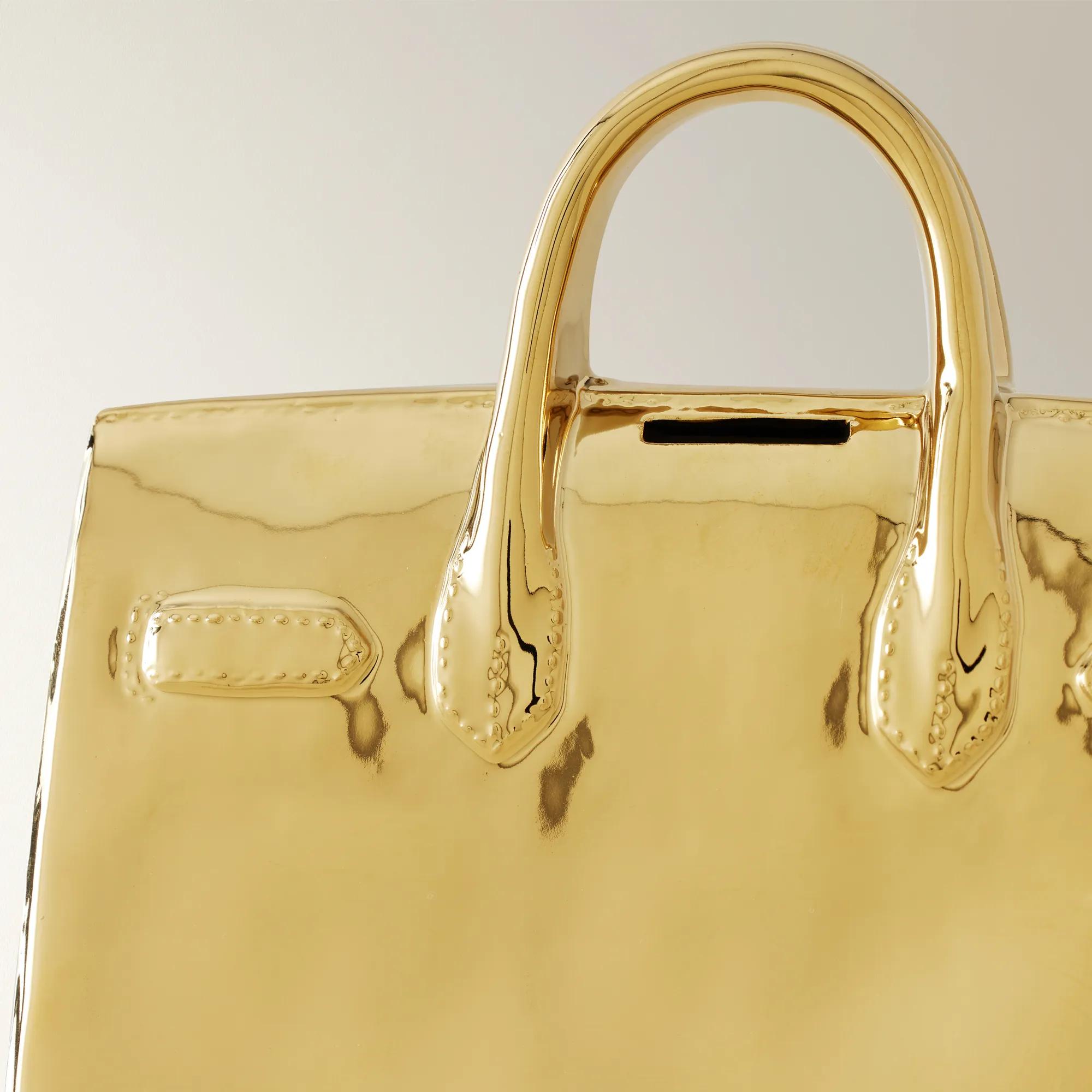 Handbag Gold Ceramic High Gloss Coin Bank Large