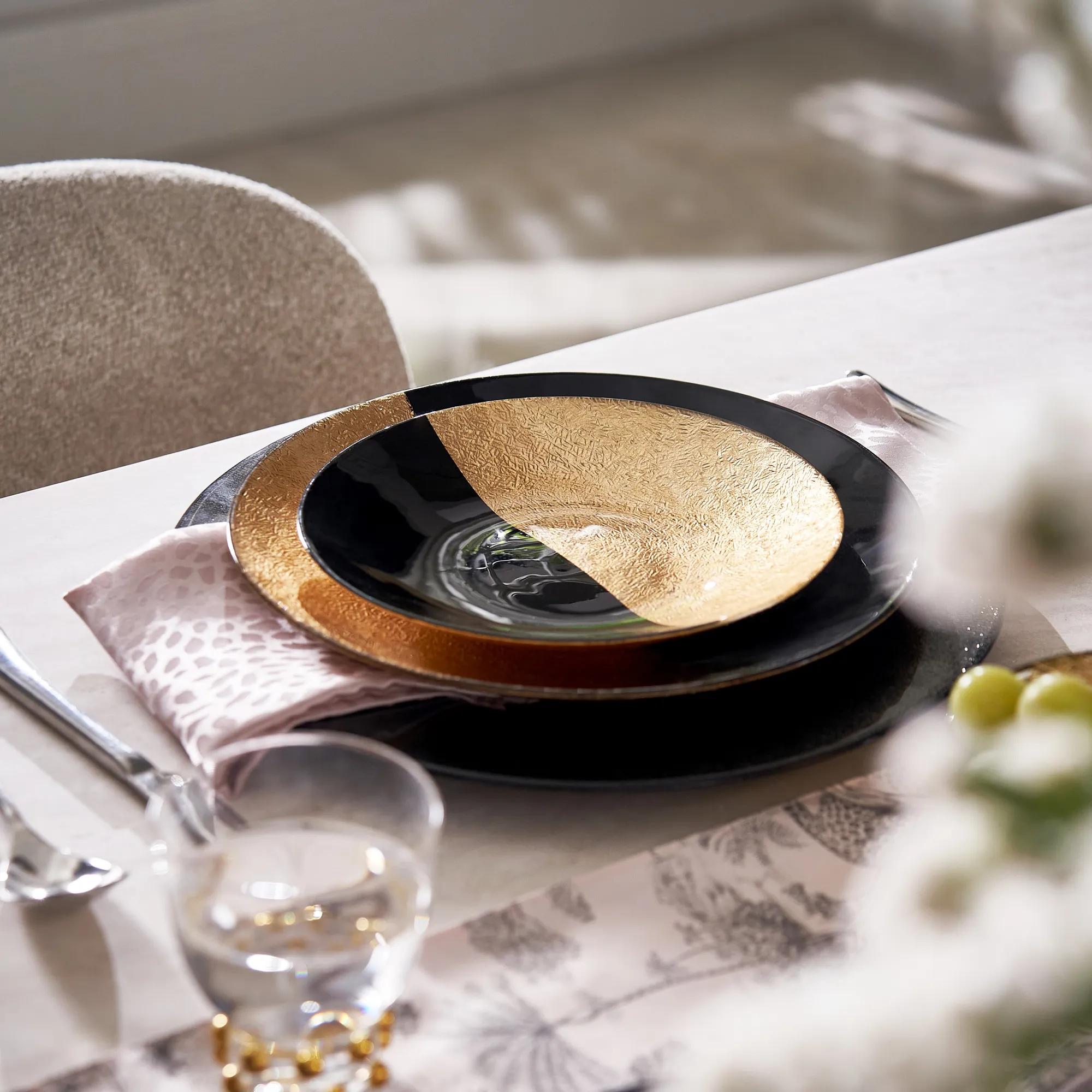 Gemini Dinnerware Sets - Black and Gold