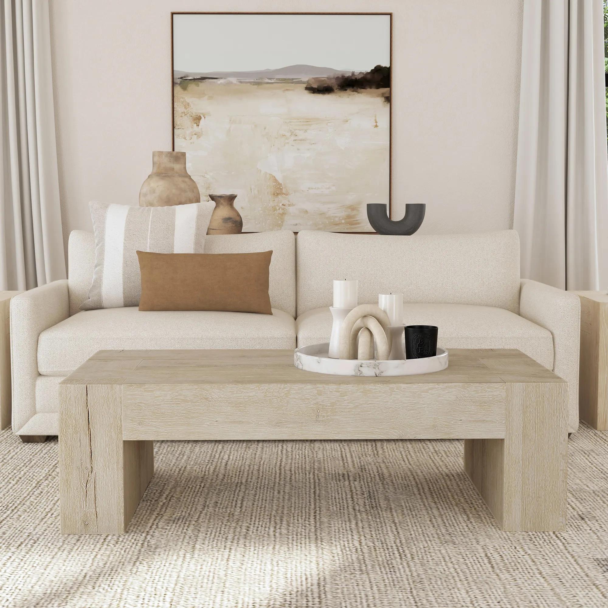 Bristol Reclaimed Oak 60" Coffee Table - Aged Cream