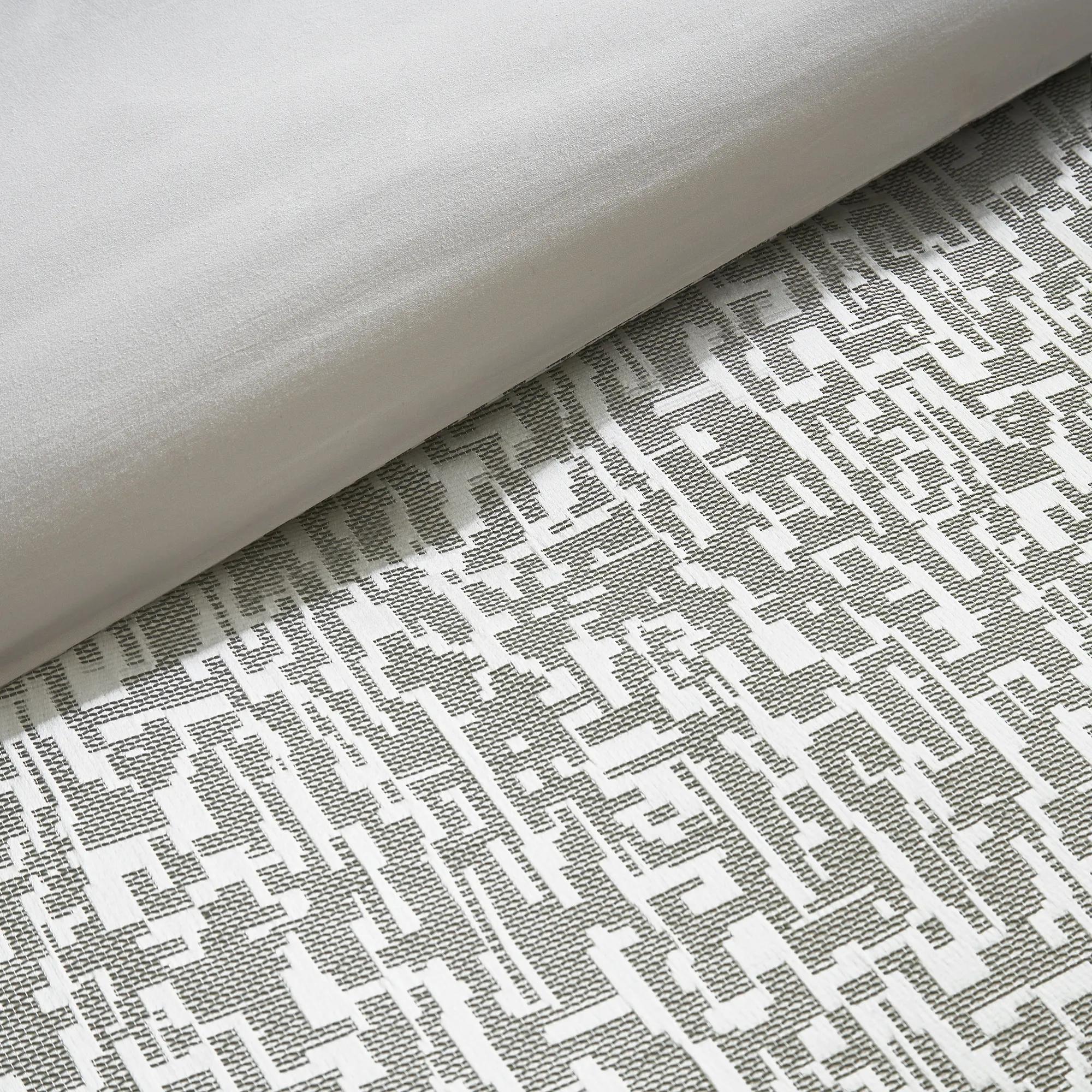 Podva Embroidered Bedding Set  - Pearl/ Charcoal