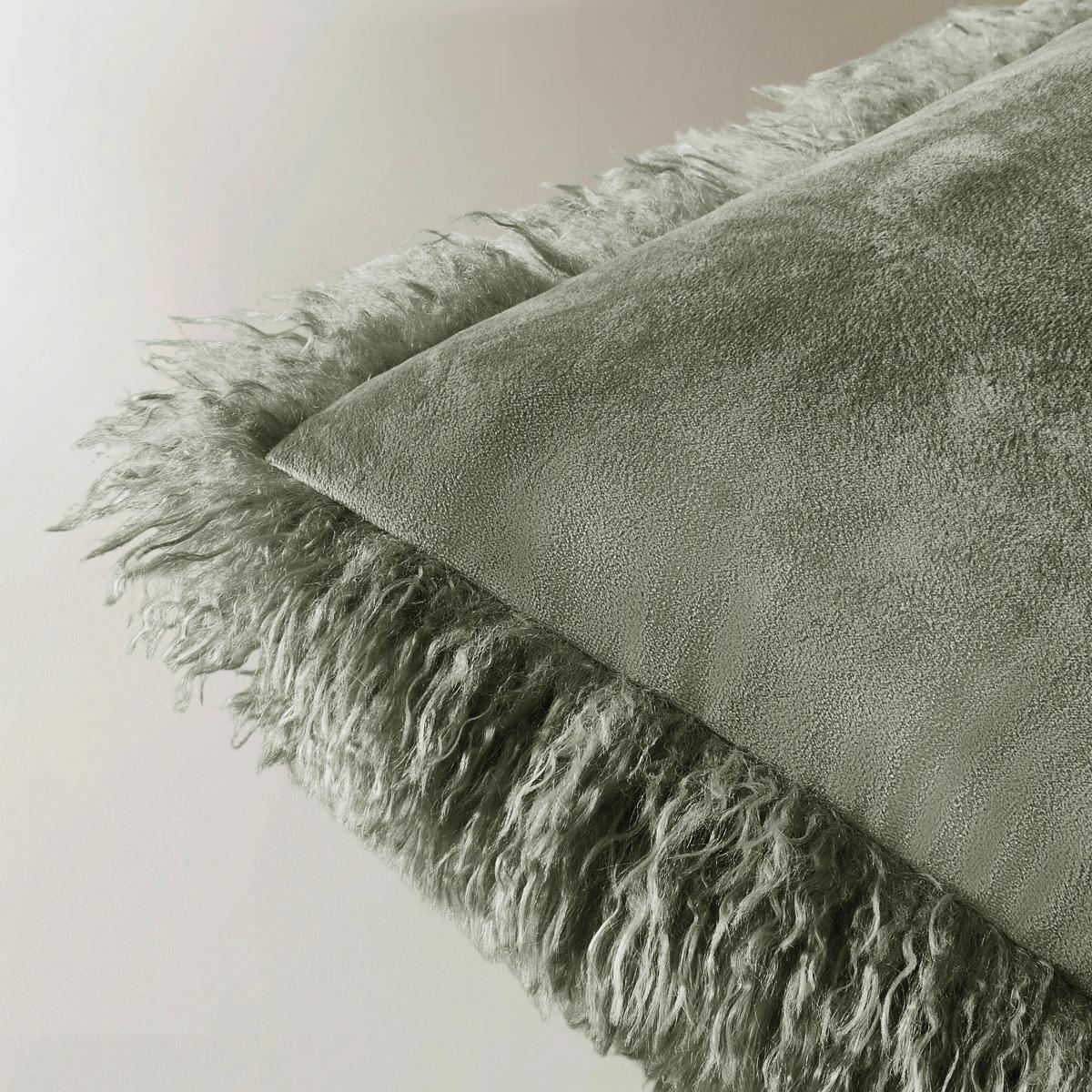 Micah Dark Green Faux Mongolian Fur Pillow 22" x 22"