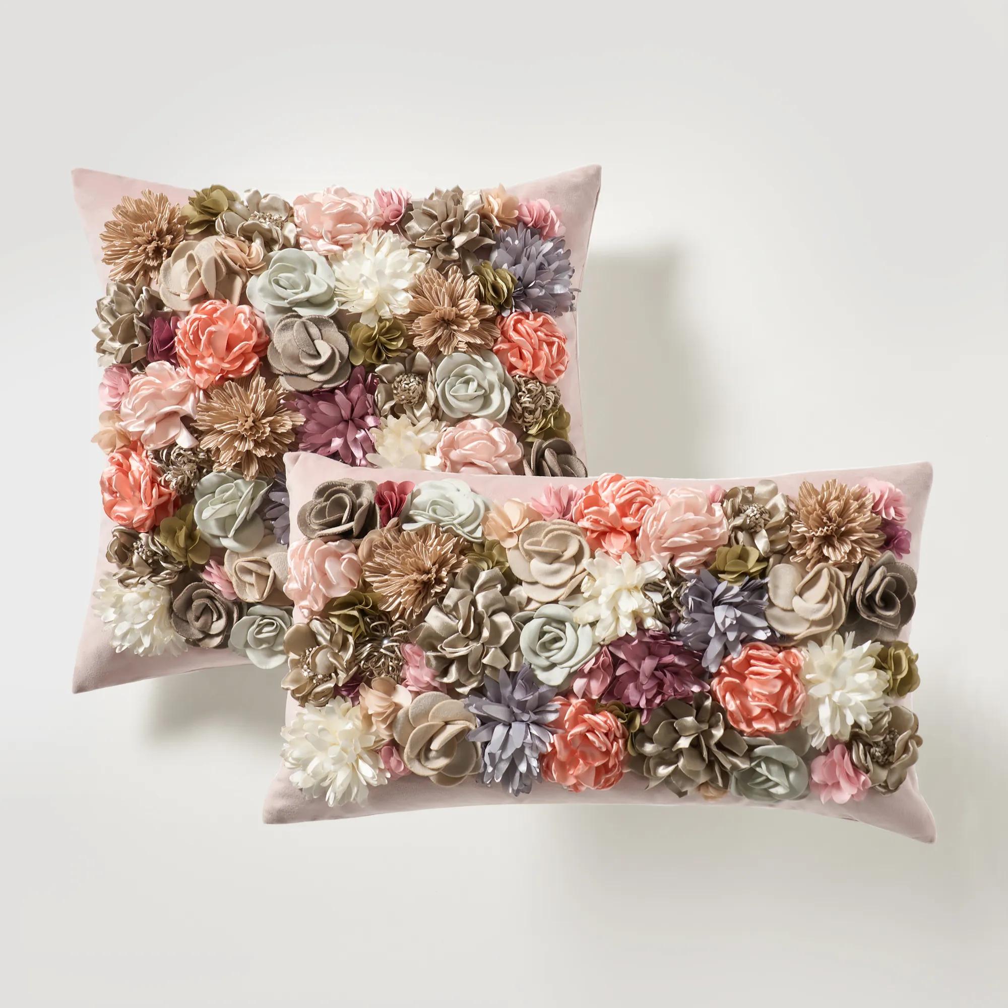 Posy Lumbar Pillow 12" x 20" - Mauve