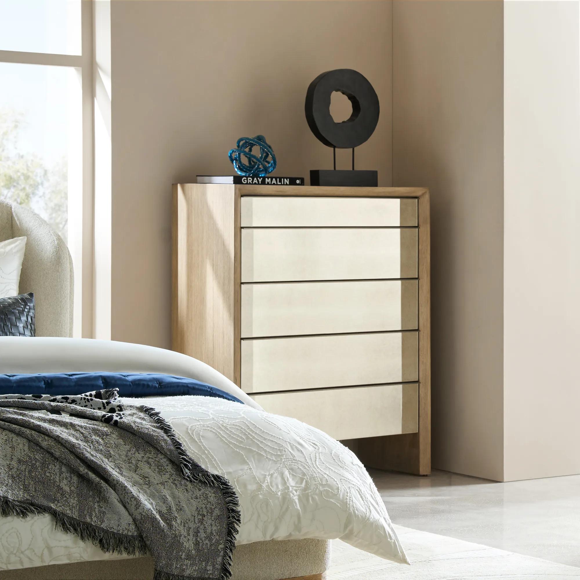 Glimmer Mirrored 5 Drawer Chest