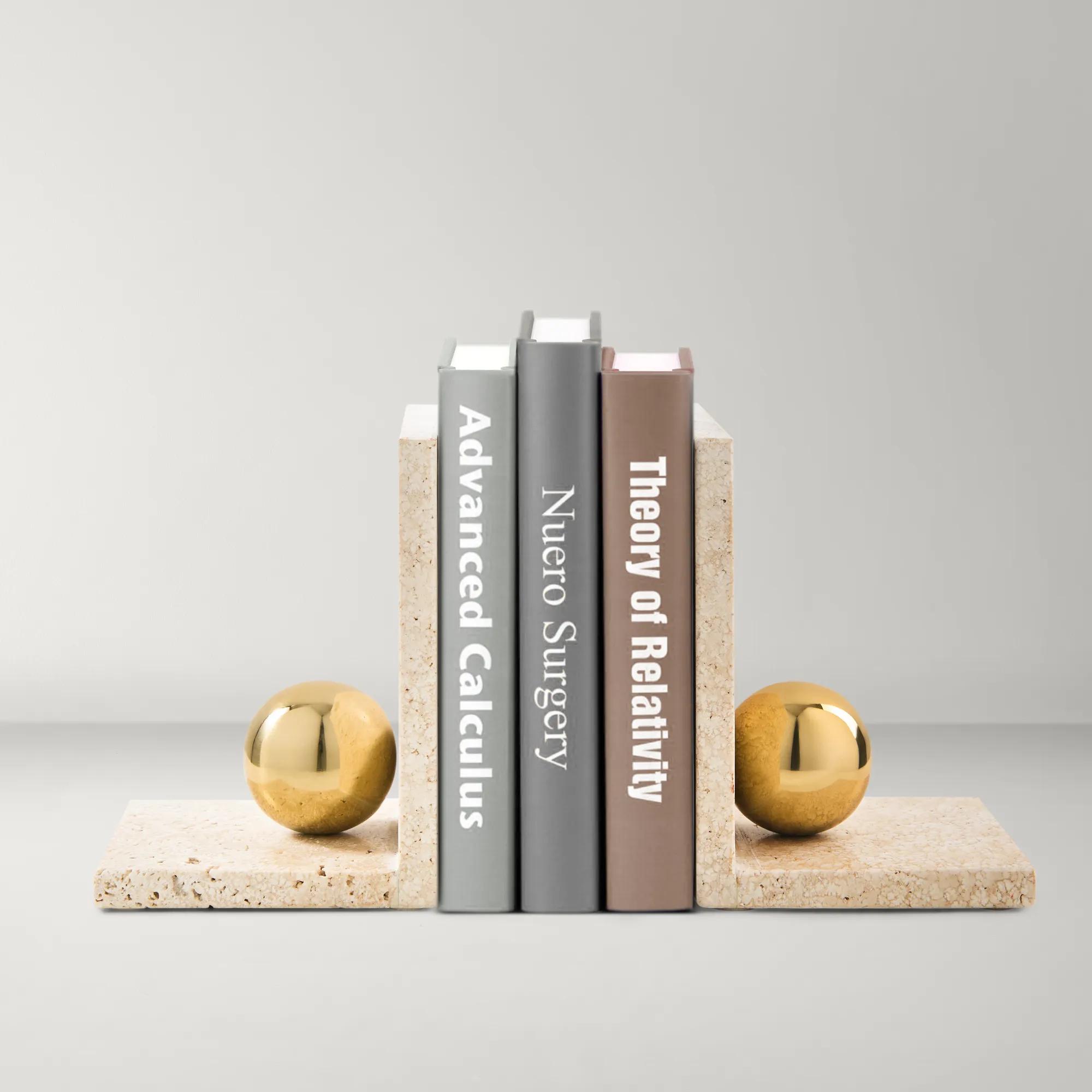 Luna Travertine Bookends