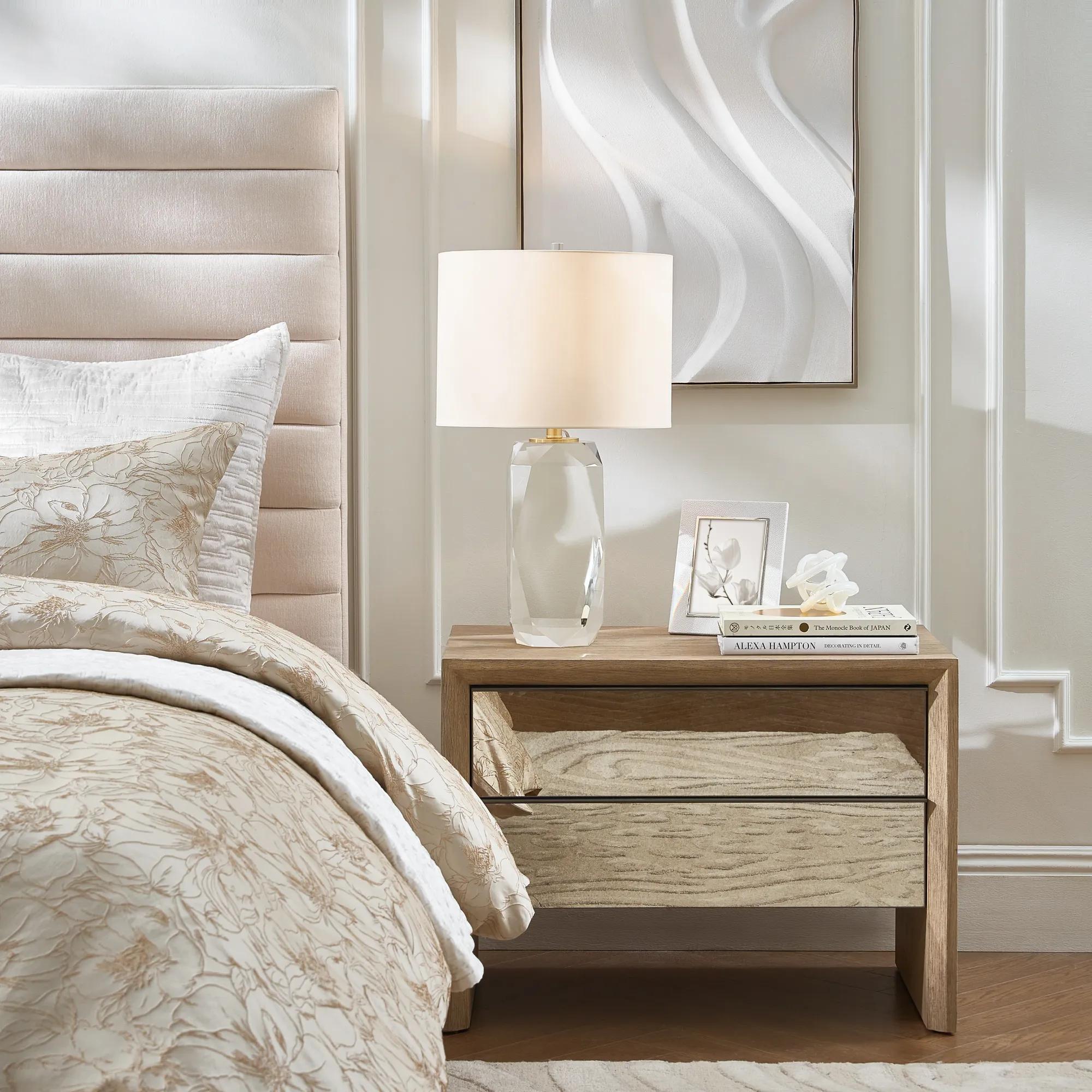 Glimmer Mirrored Seadrift Oak 2-Drawer Nightstand (32")