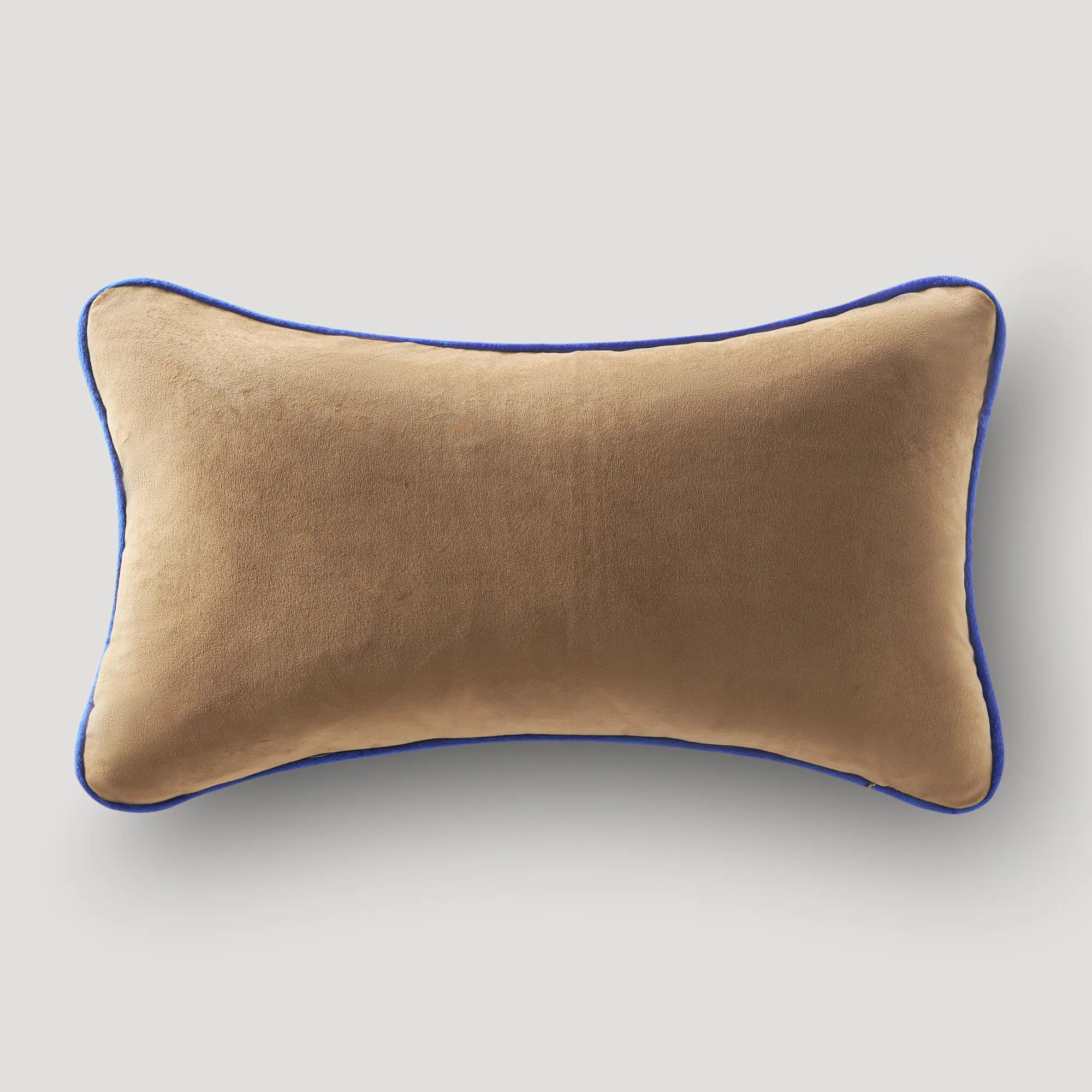 Bronze Tiger Lumbar 12" X 20" - Blue Piping