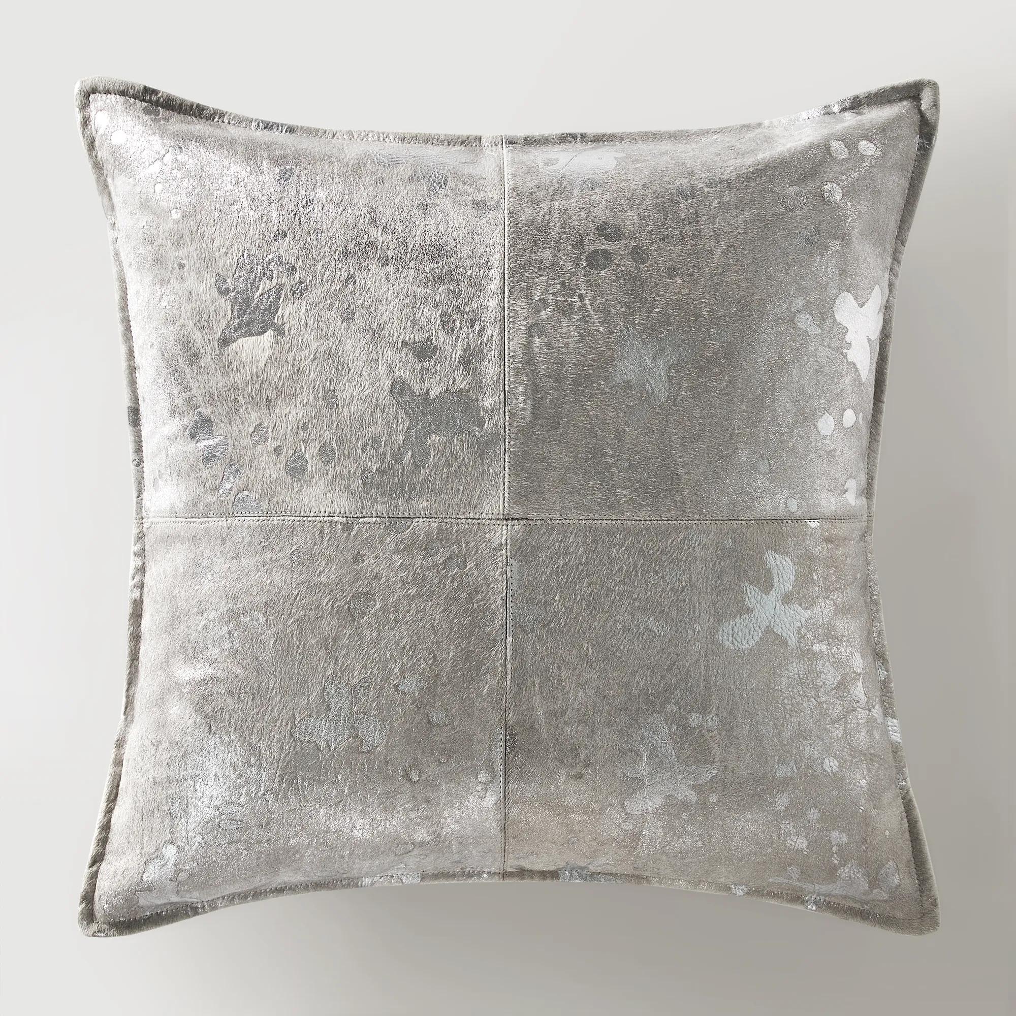 Metallic Hide Pillow 20" - Silver