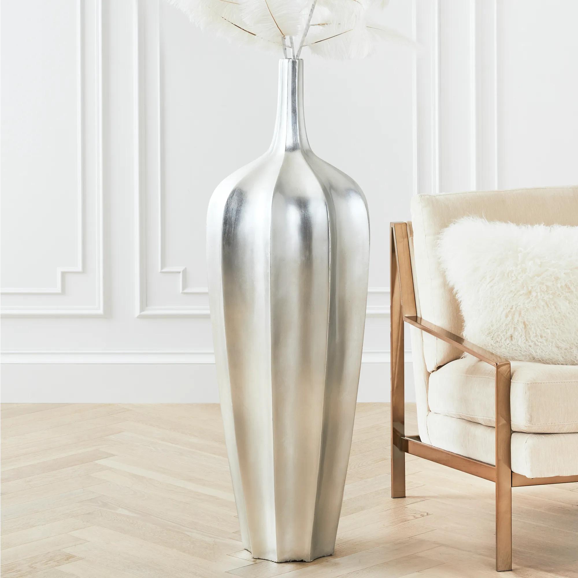 Accolade Silver Leaf Resin Floor Vase 48.75"