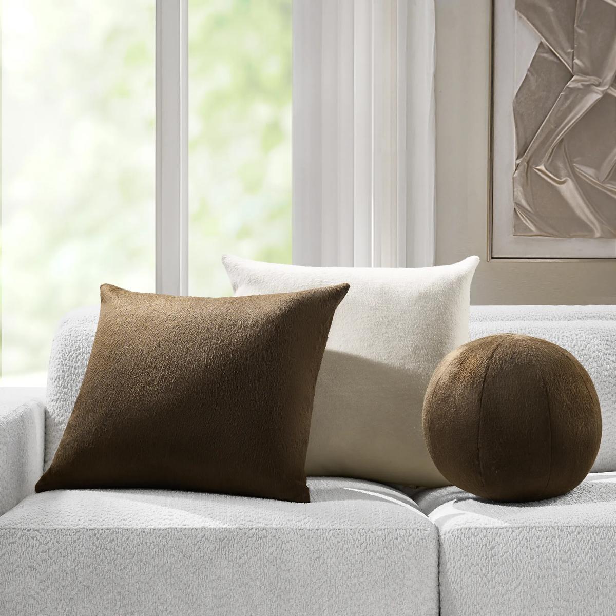 Maeve Felted Wool Pillow 22" - Chocolate