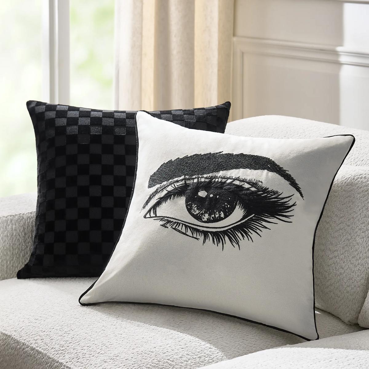 Demure Embroidered Pillow 22"