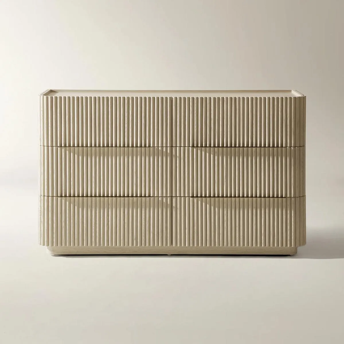 Stria Reeded Oak 6-Drawer Dresser (64.5")