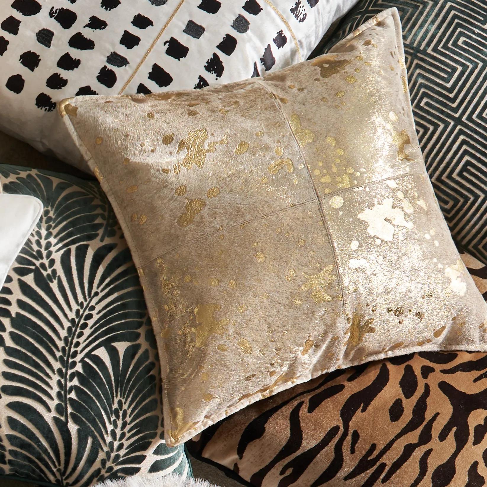 Ari Metallic Hide Pillow 20" - Gold