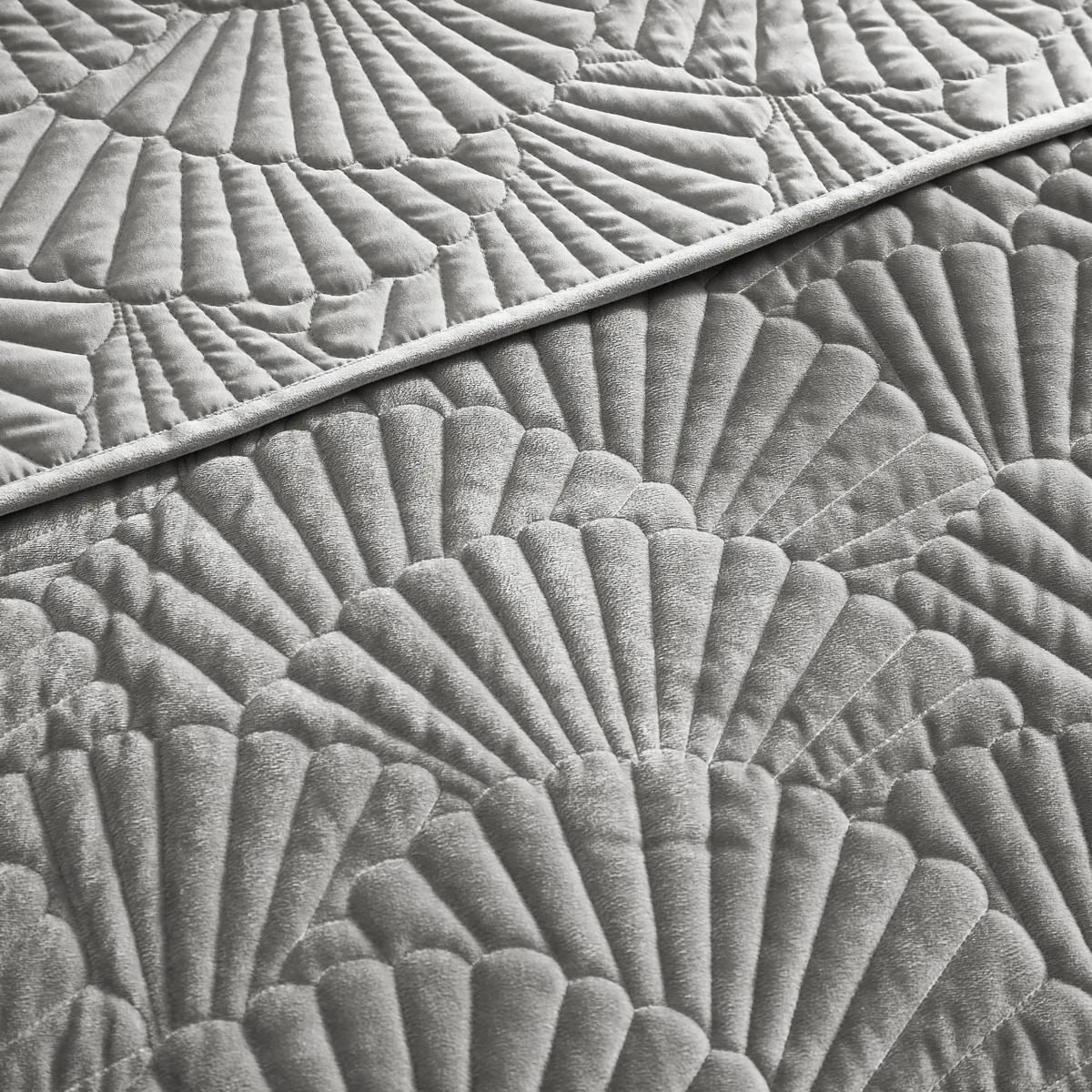 Fan Velvet Quilt Set - Smoke Grey