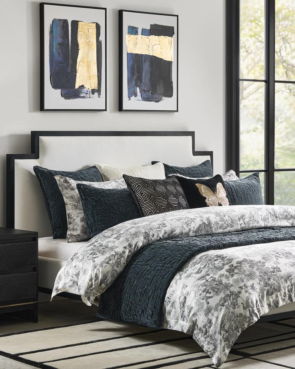 Madera Velvet Coverlet Set - Midnight Blue