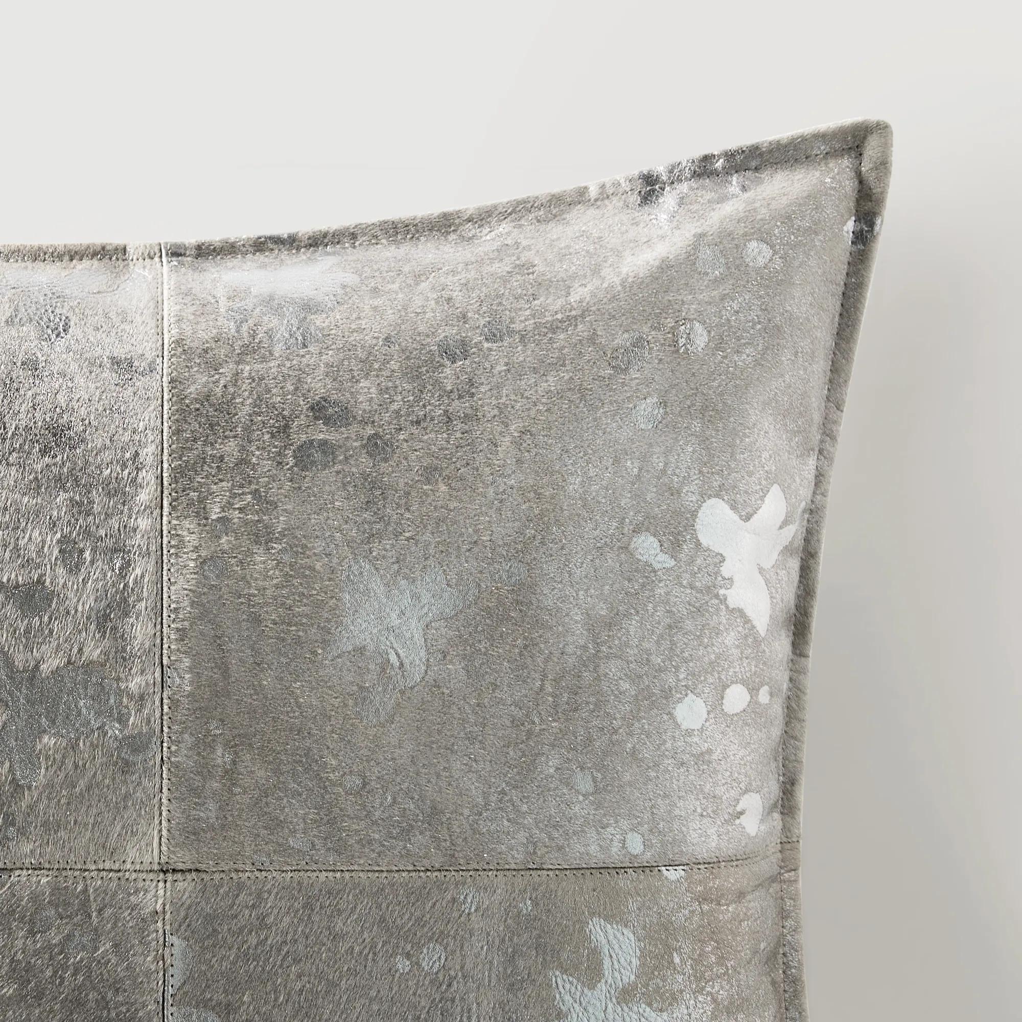 Metallic Hide Pillow 20" - Silver