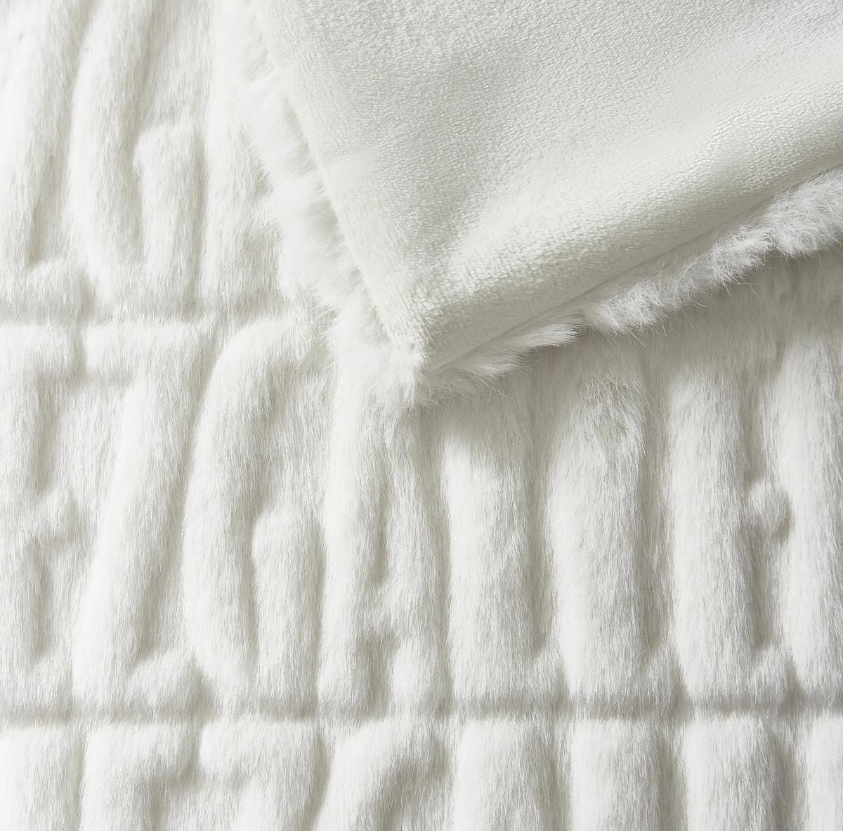 Z Carved Faux Fur Throw 50" x 60" - Ivory