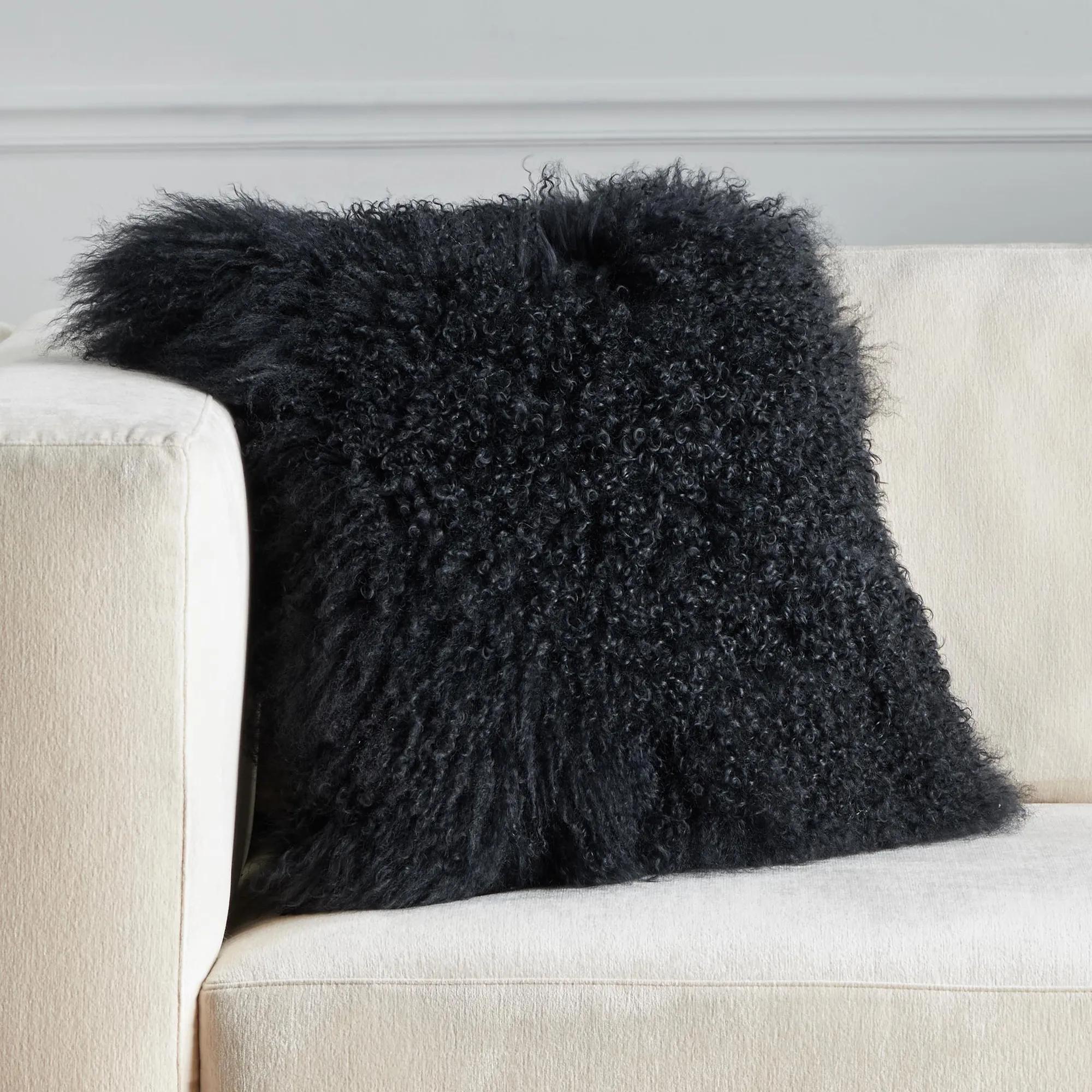 Mongolian Pillow 22" - Black