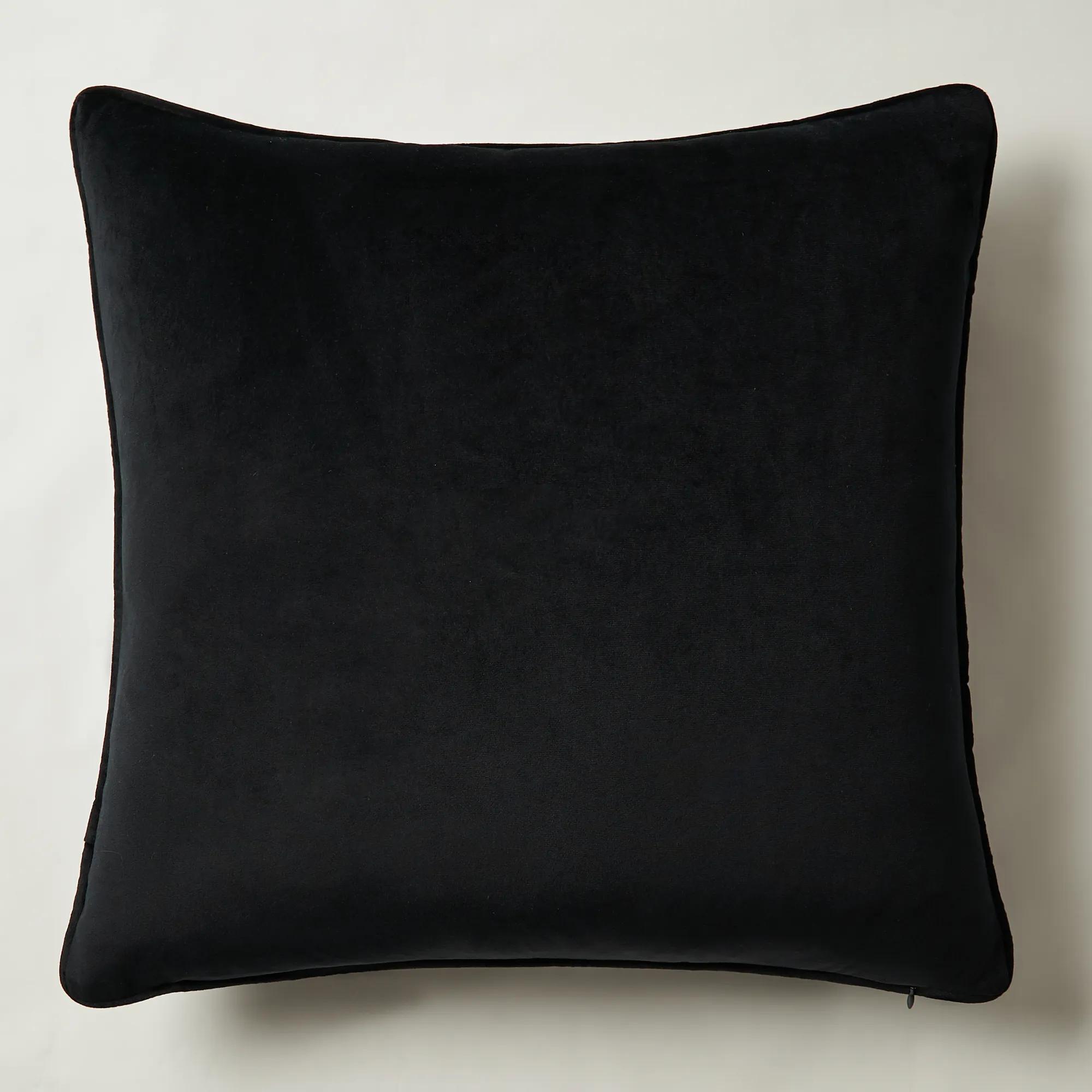 Namir Leopard Beaded Embroidered Black/Gold Velvet Pillow 22" x 22"