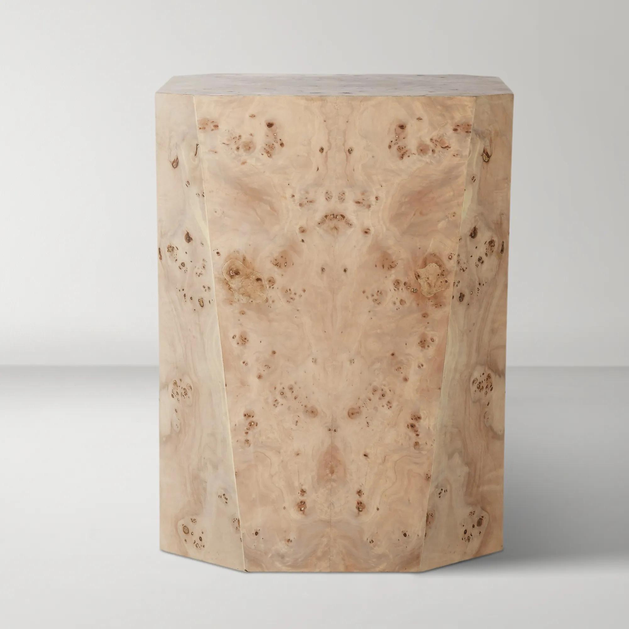 Avena Burl Wood 17" Square End Table - Natural