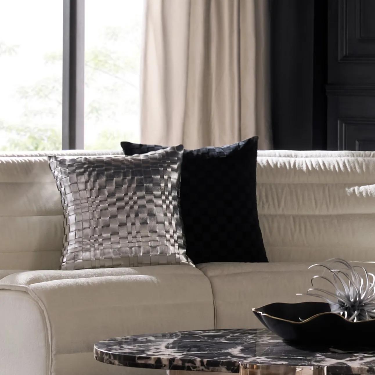 Metallic Woven Pillow 20" - Silver