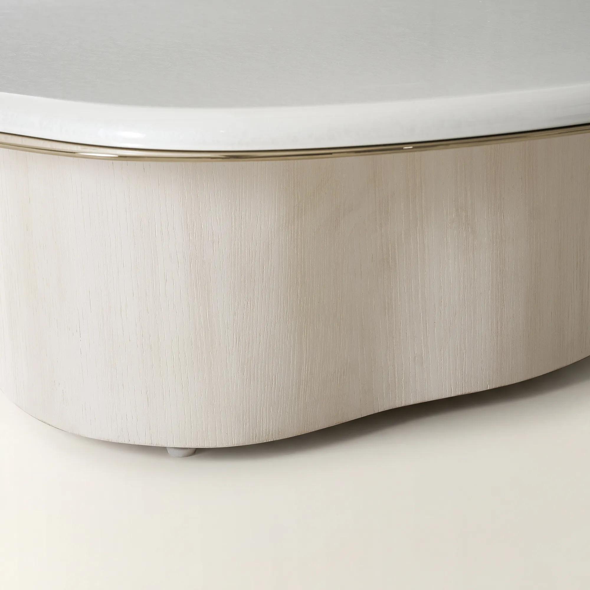 Lumina Bleached Oak Coffee Table With Pearl Lacquered Top (41")