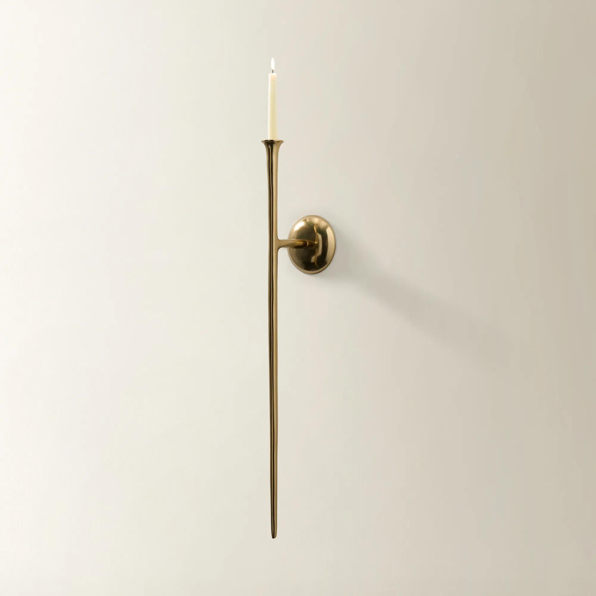 Aspar Shiny Gold Aluminum Wall Sconce Large 33"