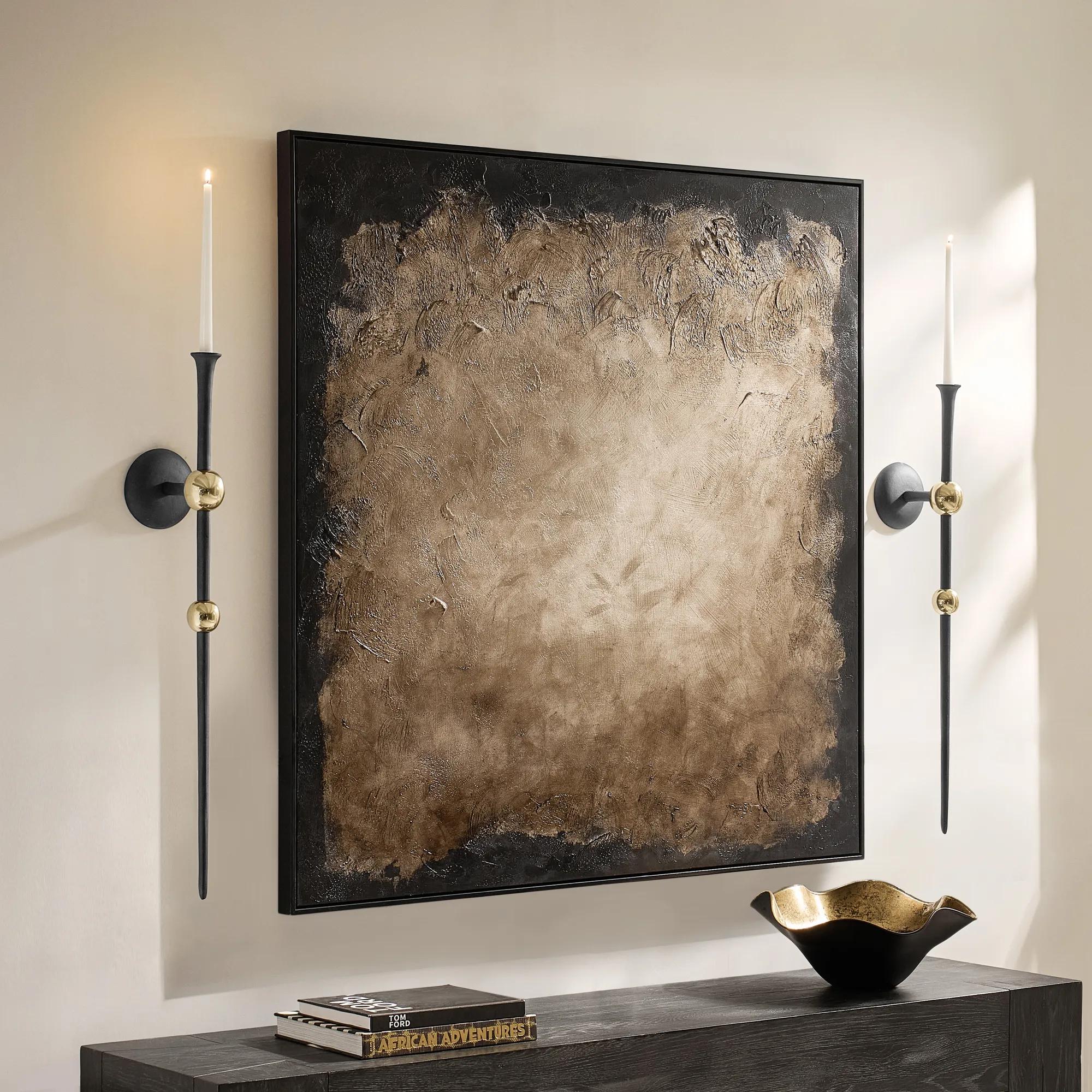 Aspar Soft Gold Bauble and Black Aluminum Wall Sconce Large 33"