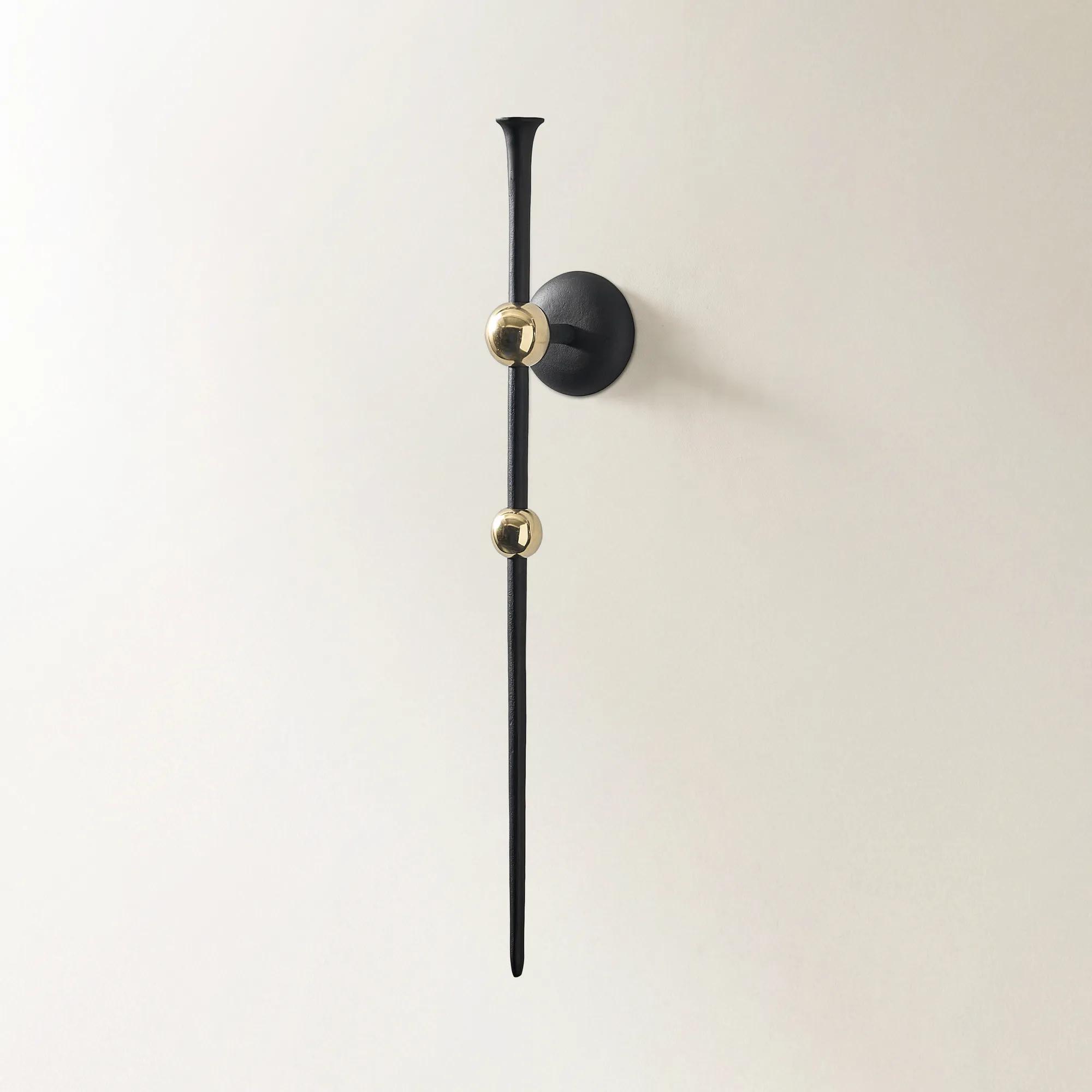 Aspar Soft Gold Bauble and Black Aluminum Wall Sconce Large 33"