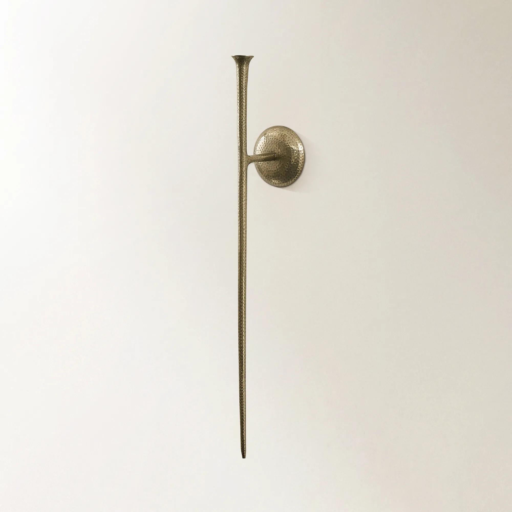 Aspar Hammered Antiqued Gold Aluminum Wall Sconce Large 33"