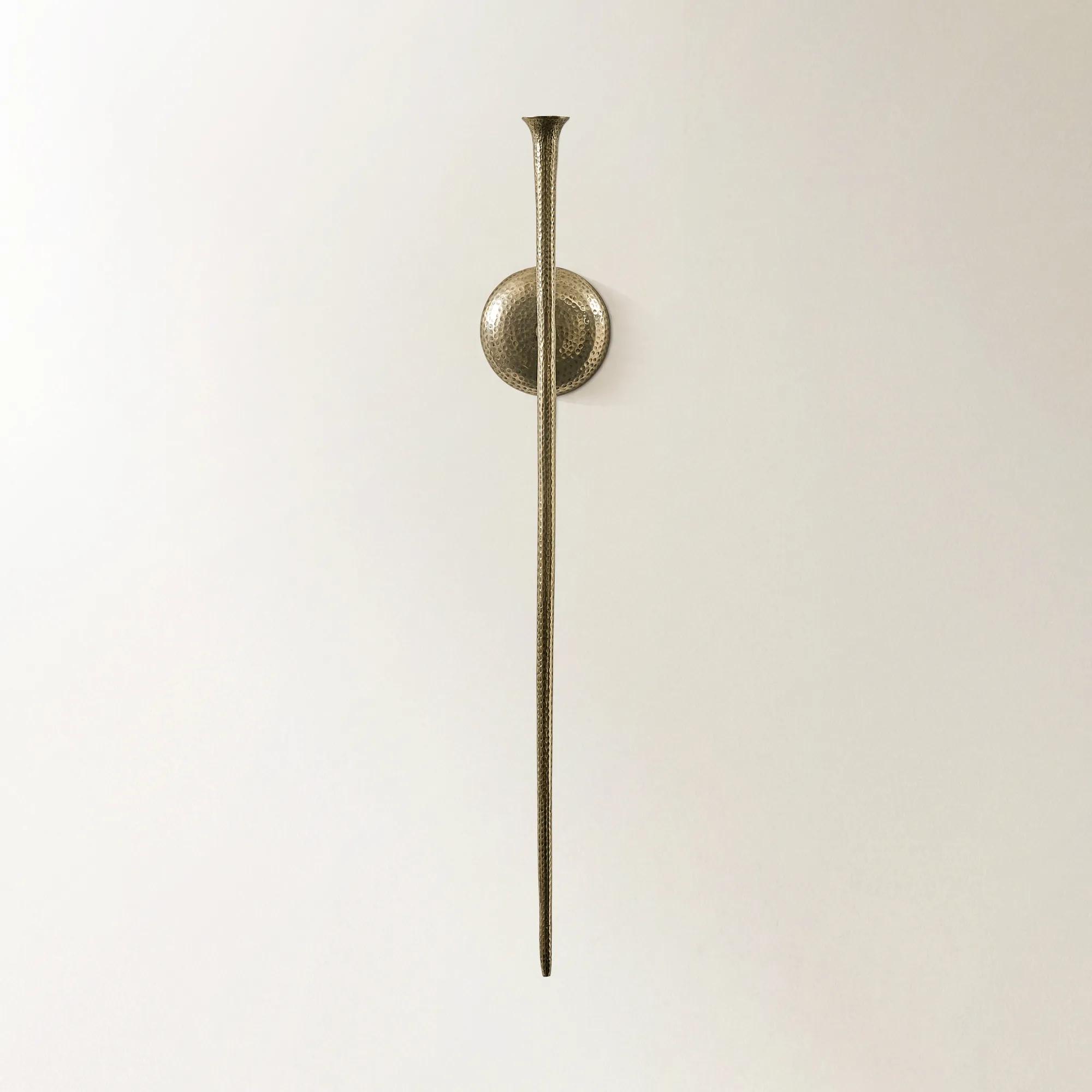 Aspar Hammered Antiqued Gold Aluminum Wall Sconce Large 33"