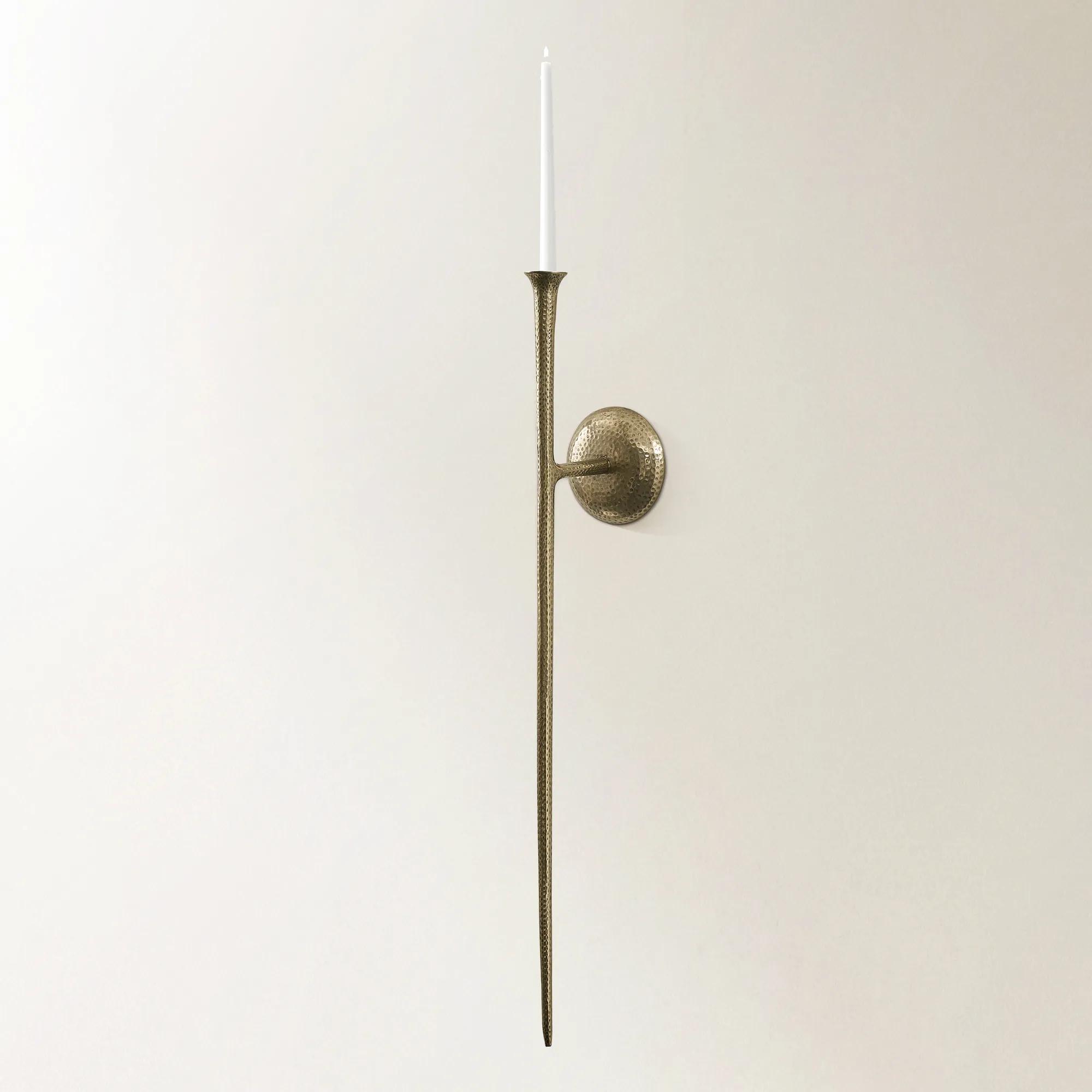 Aspar Hammered Antiqued Gold Aluminum Wall Sconce Large 33"