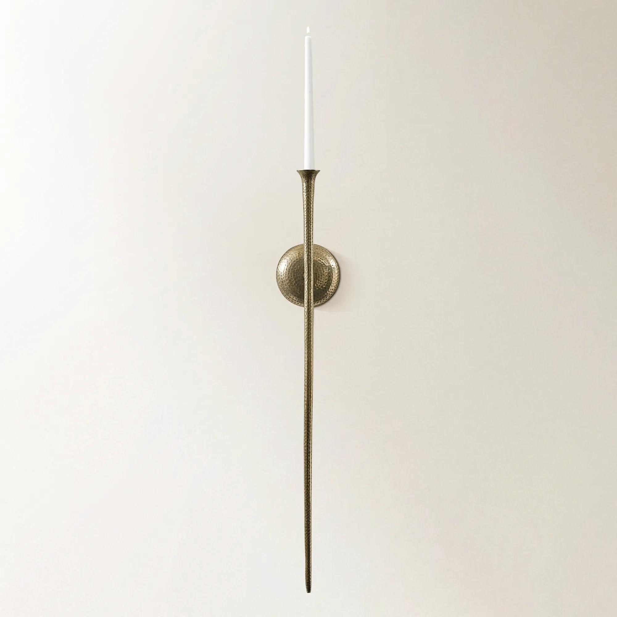 Aspar Hammered Antiqued Gold Aluminum Wall Sconce Large 33"