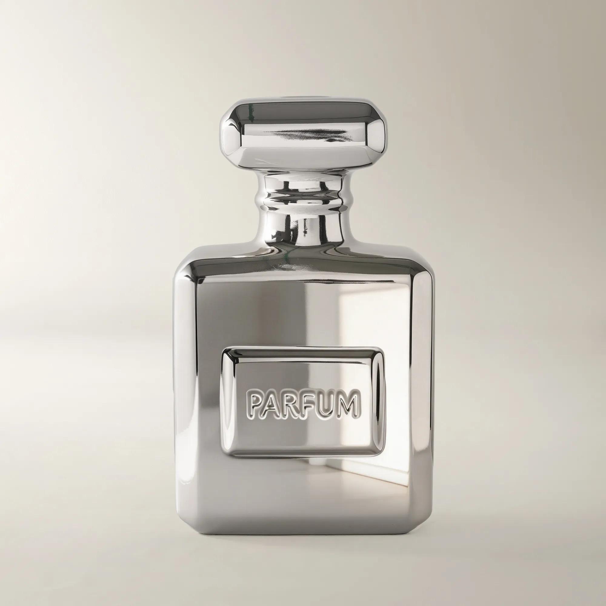 Parfum Bottle Silver Ceramic High Gloss Coin Bank