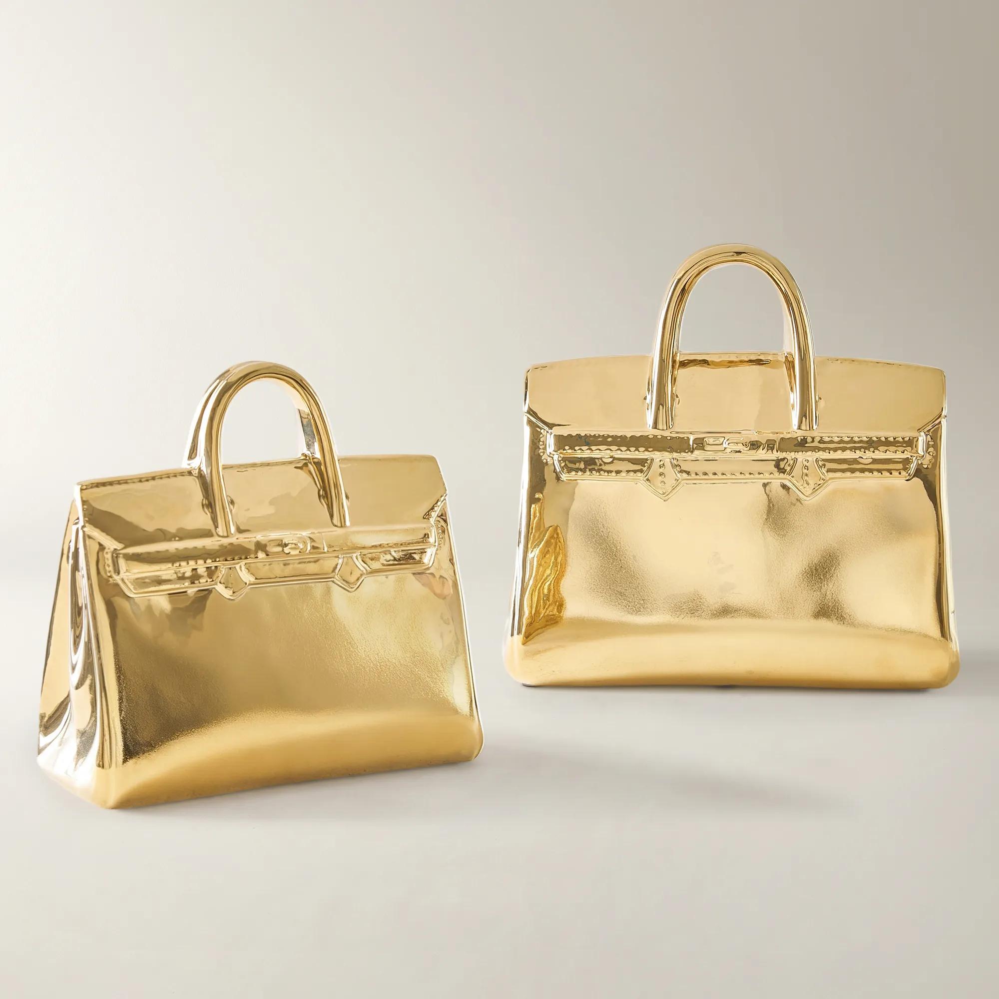 Handbag Gold Ceramic High Gloss Coin Bank Large