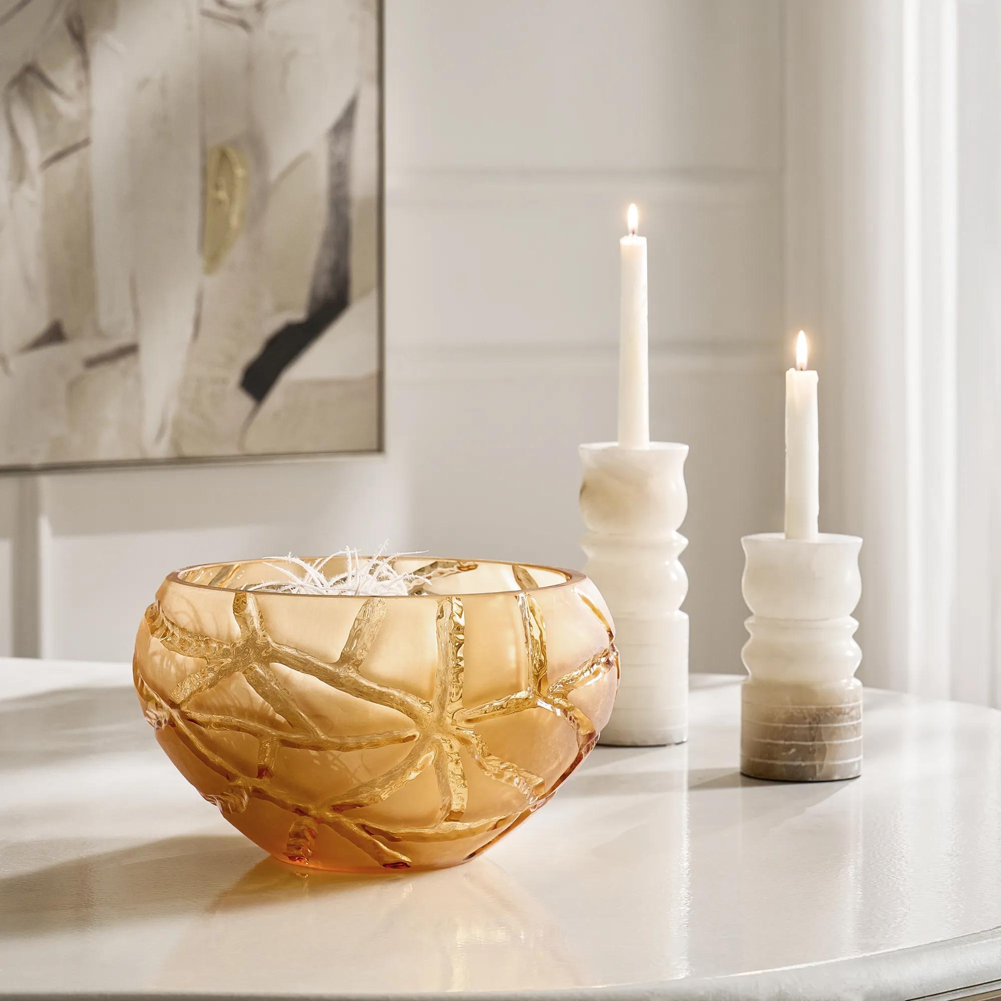 Rowen Glass Bowl - Honey Gold