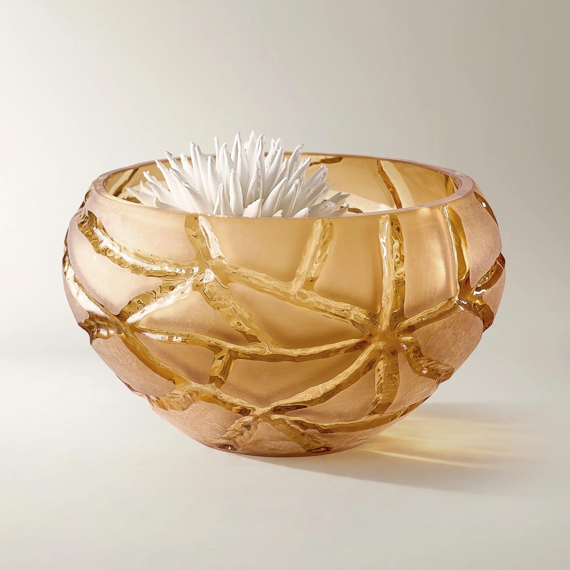 Rowen Glass Bowl - Honey Gold