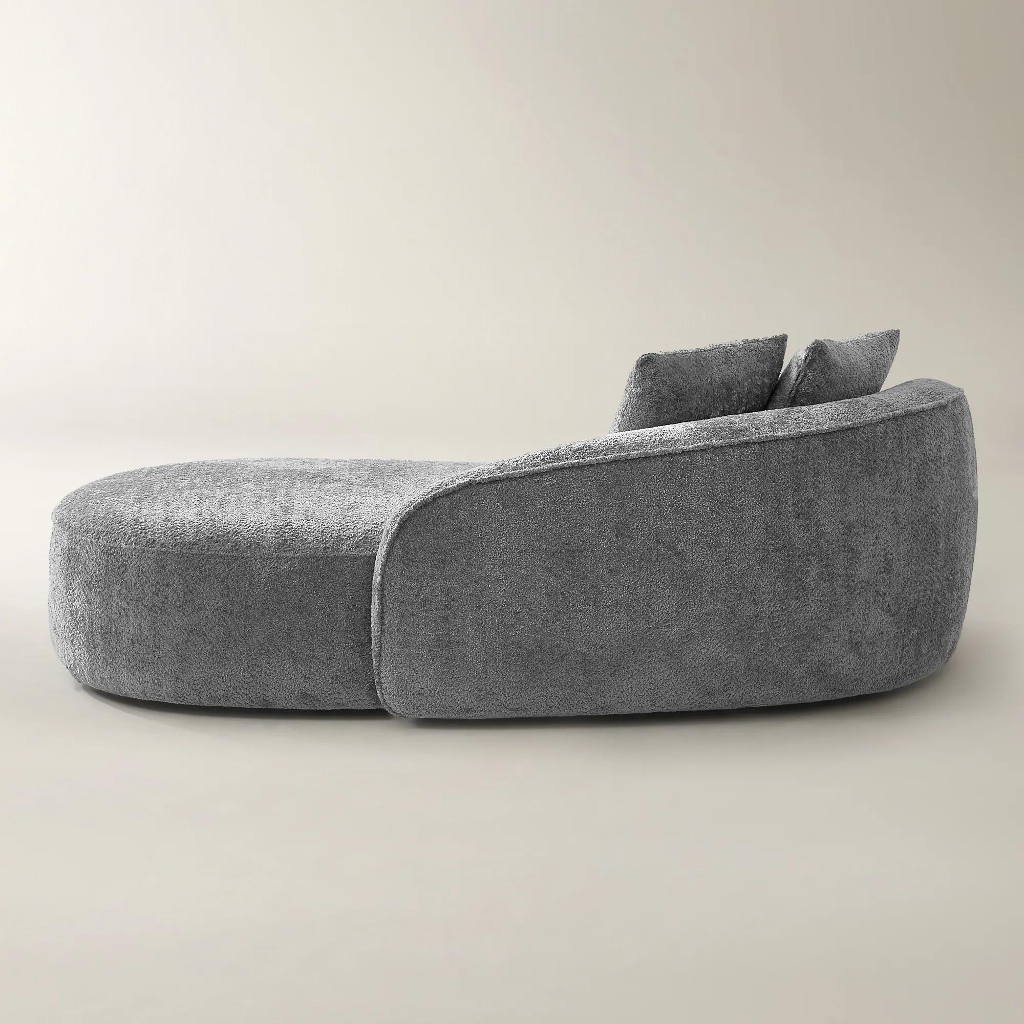 Irene Chenille Chaise (87.5") - Light Gray