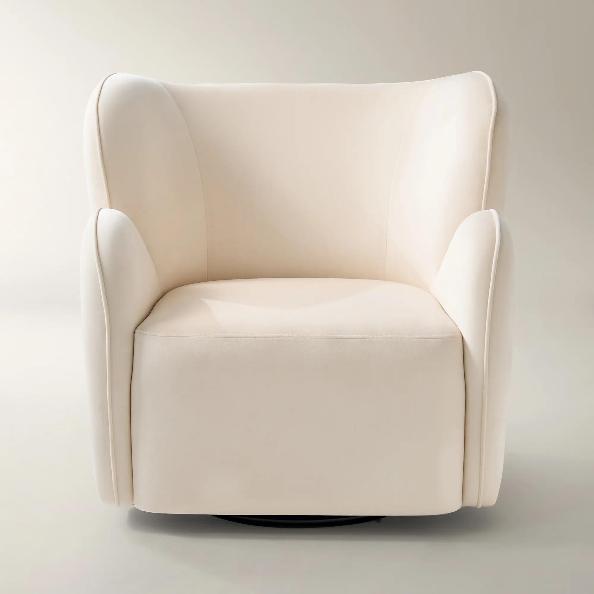 Ceres Ivory Velvet Swivel Accent Chair