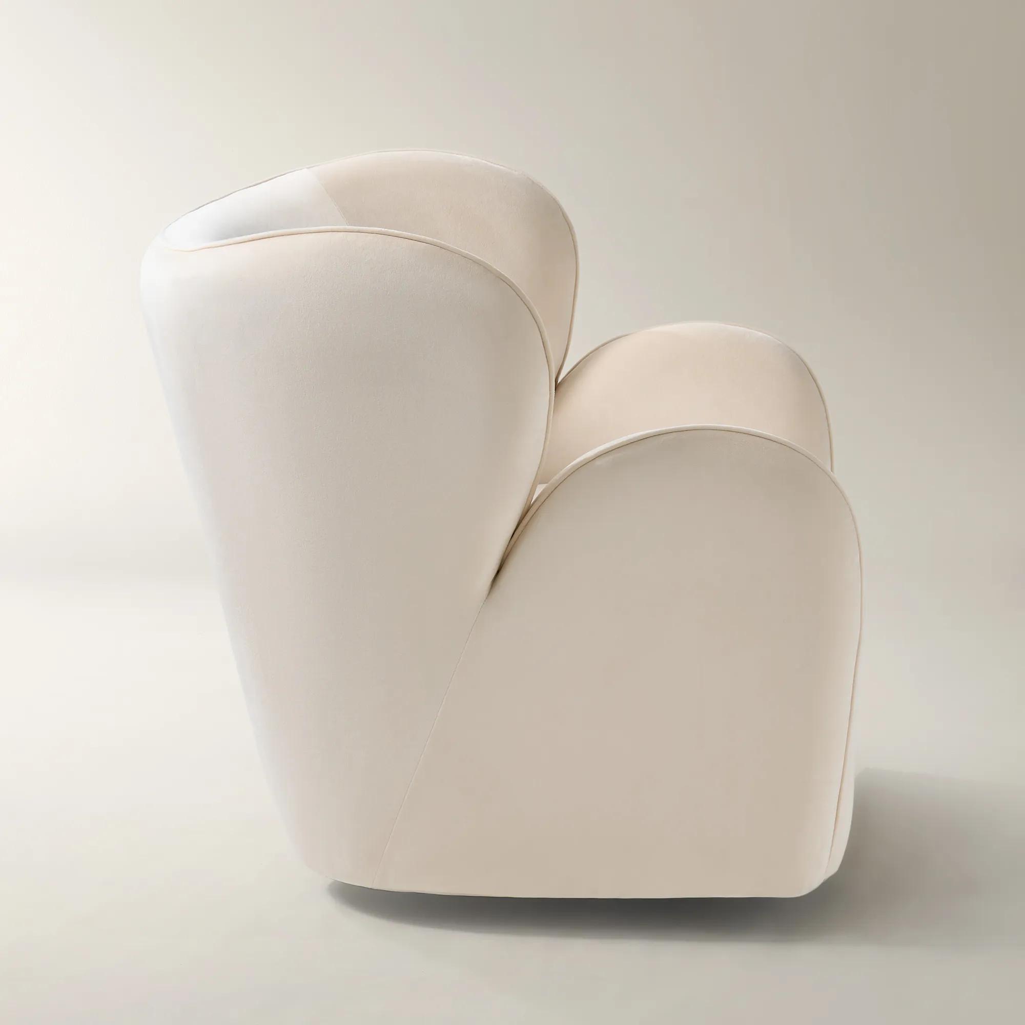 Ceres Ivory Velvet Swivel Accent Chair