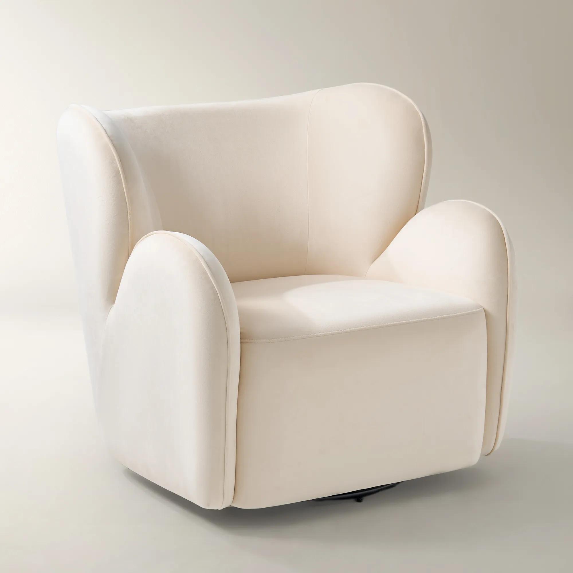 Ceres Ivory Velvet Swivel Accent Chair
