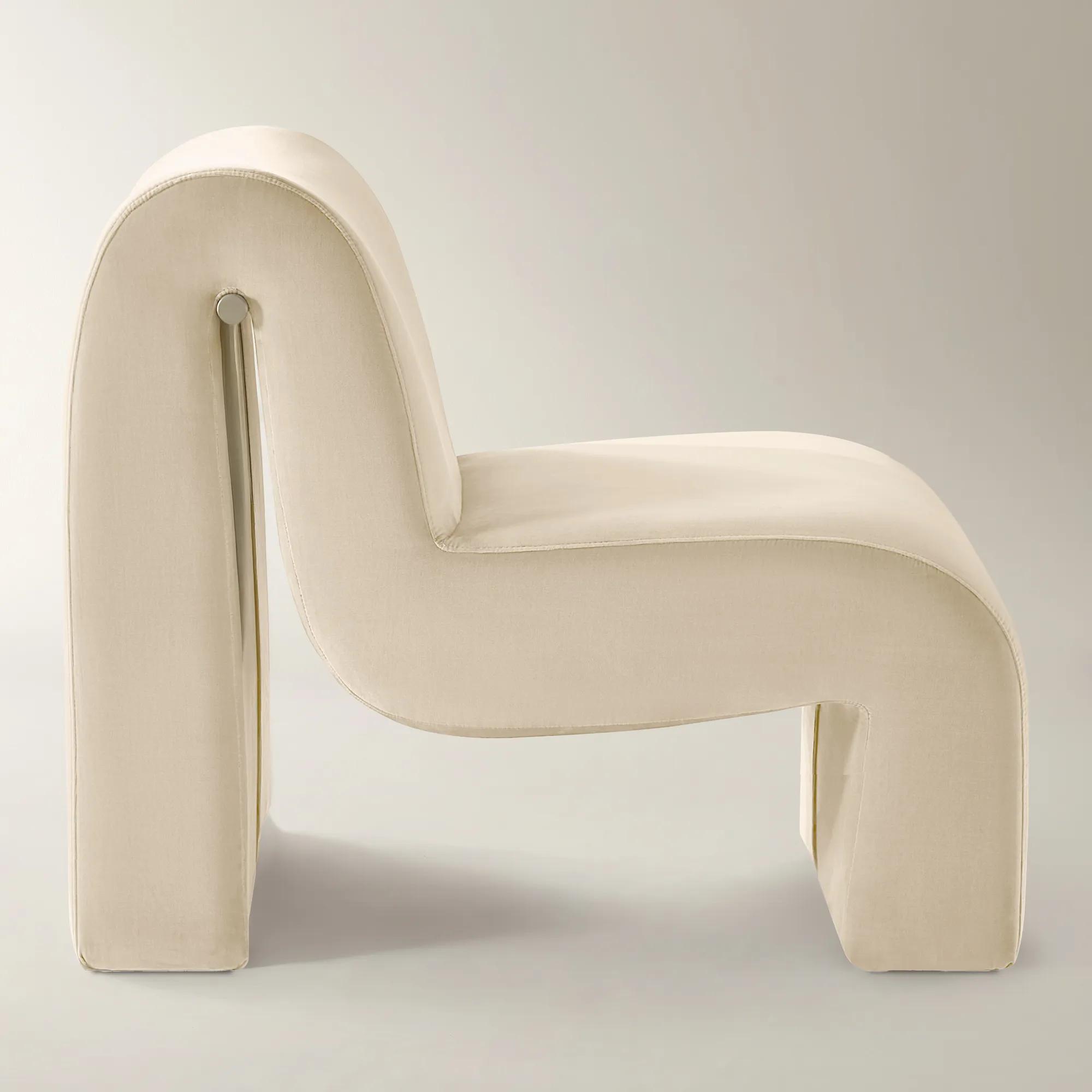 Cora Velvet Accent Chair - Ivory
