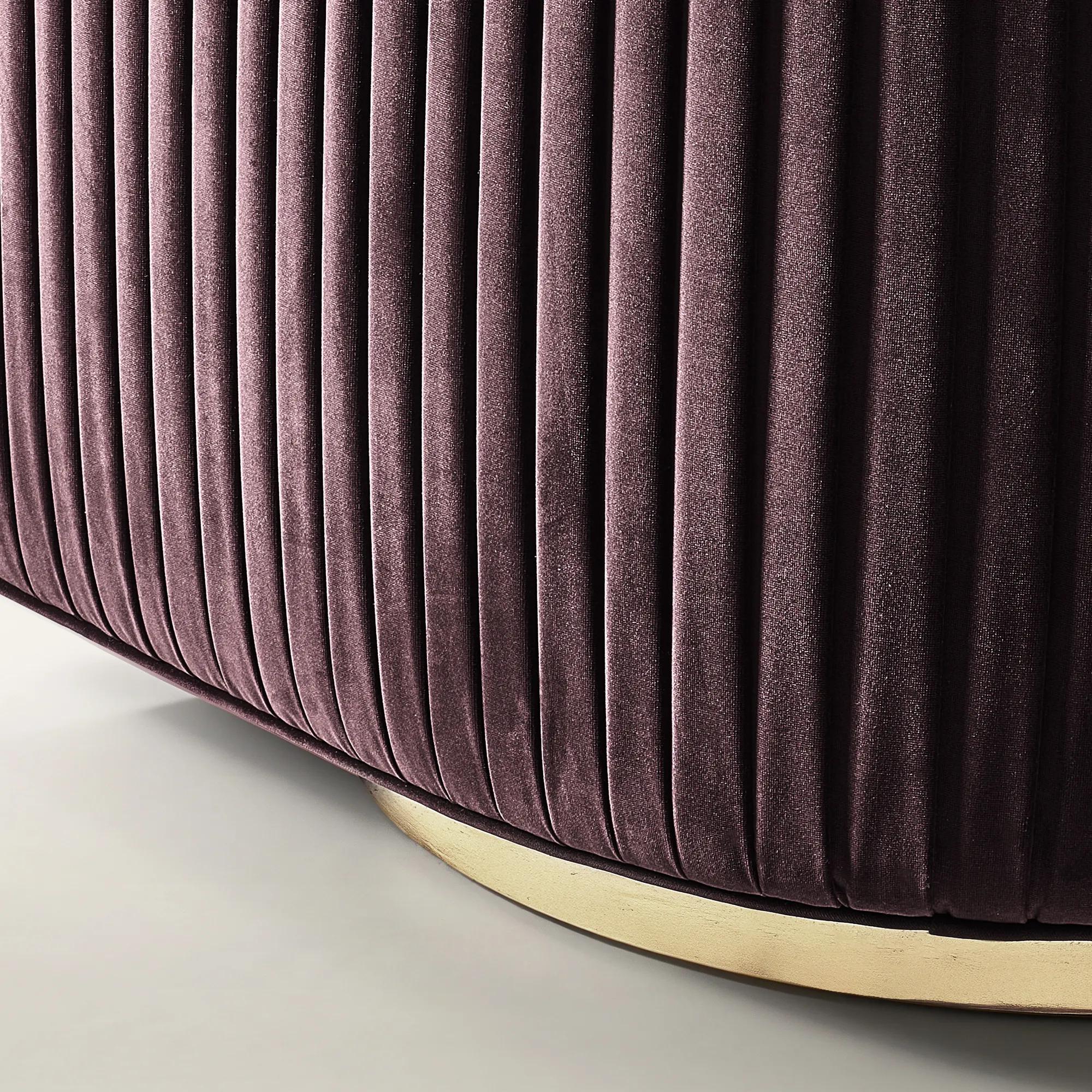 Lyssa Pleated Fig Velvet Swivel Accent Chair