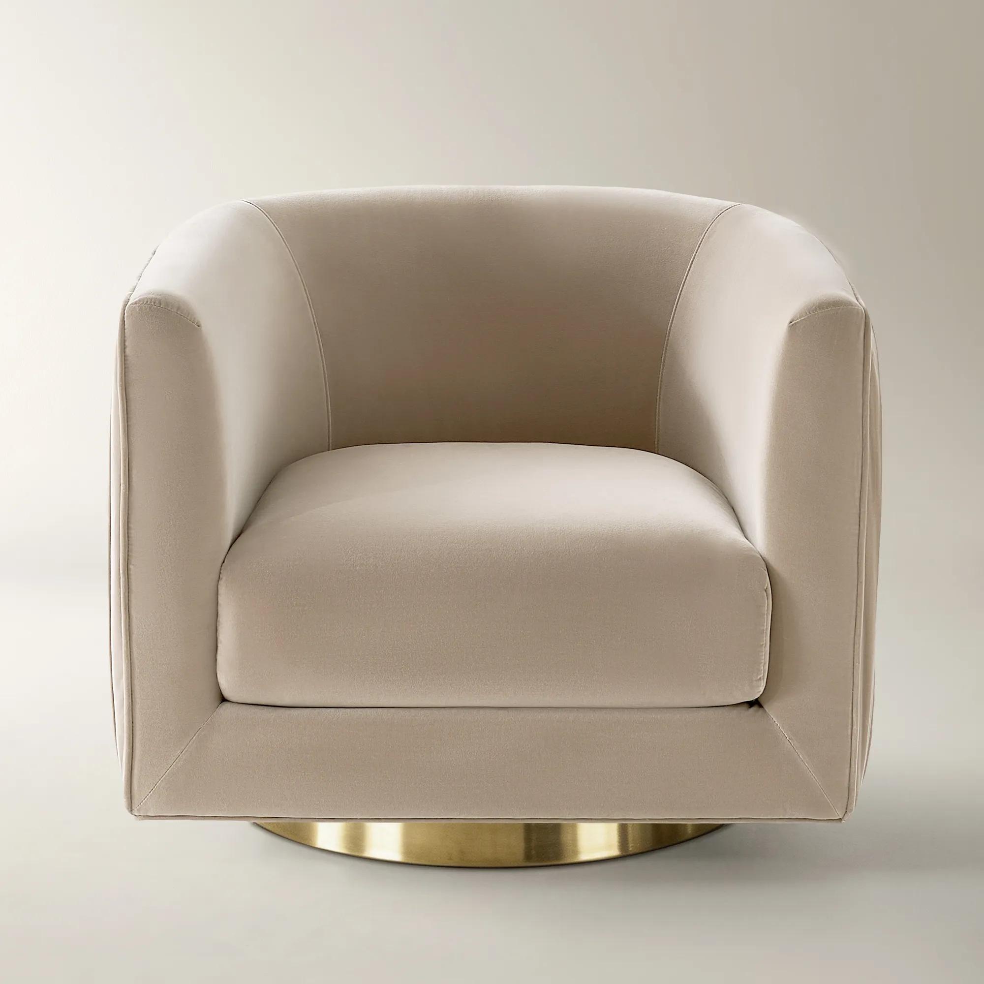 Lyssa Pleated Simply Taupe Velvet Swivel Accent Chair
