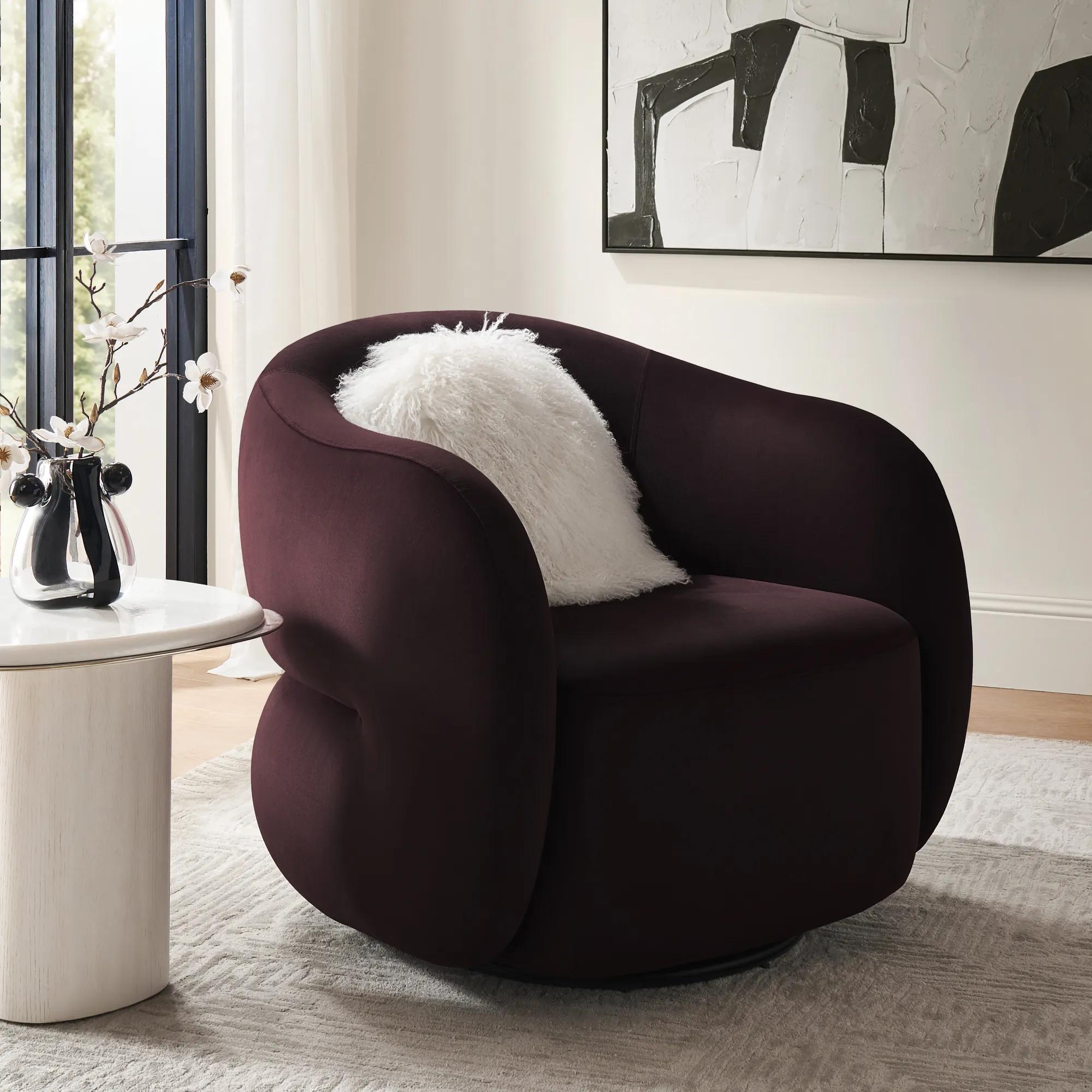 Sierra Fig Velvet Swivel Accent Chair