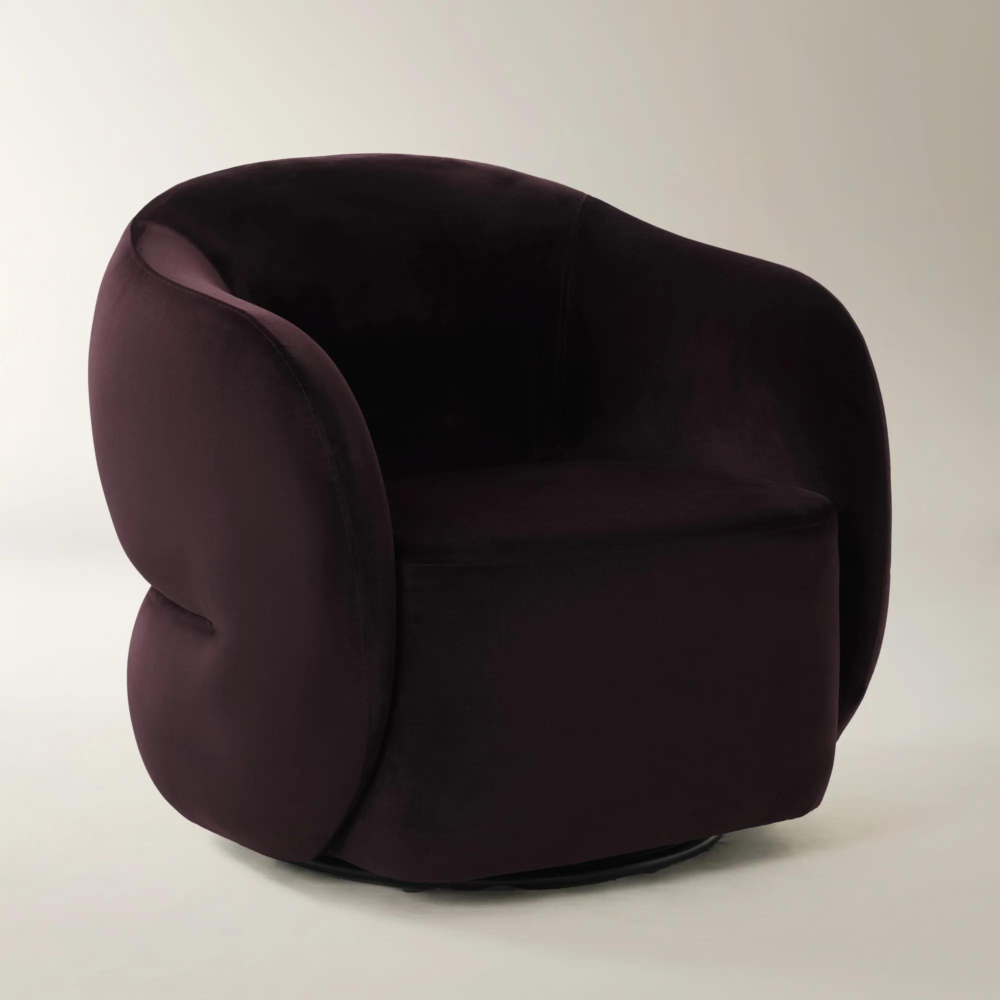 Sierra Fig Velvet Swivel Accent Chair