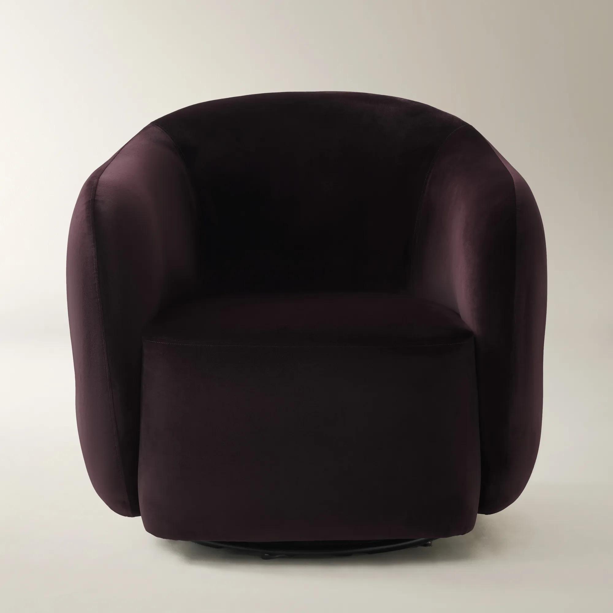 Sierra Fig Velvet Swivel Accent Chair