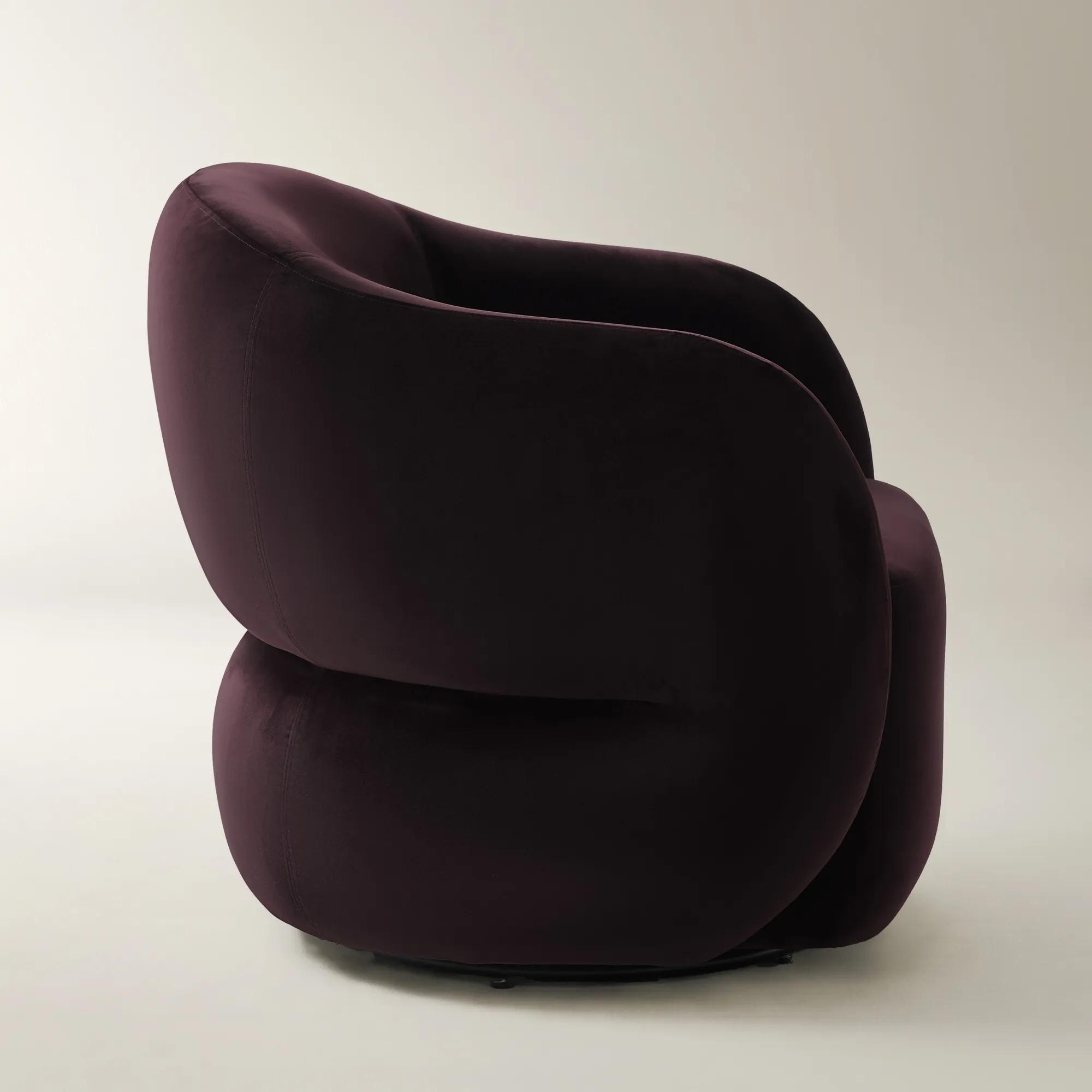 Sierra Fig Velvet Swivel Accent Chair