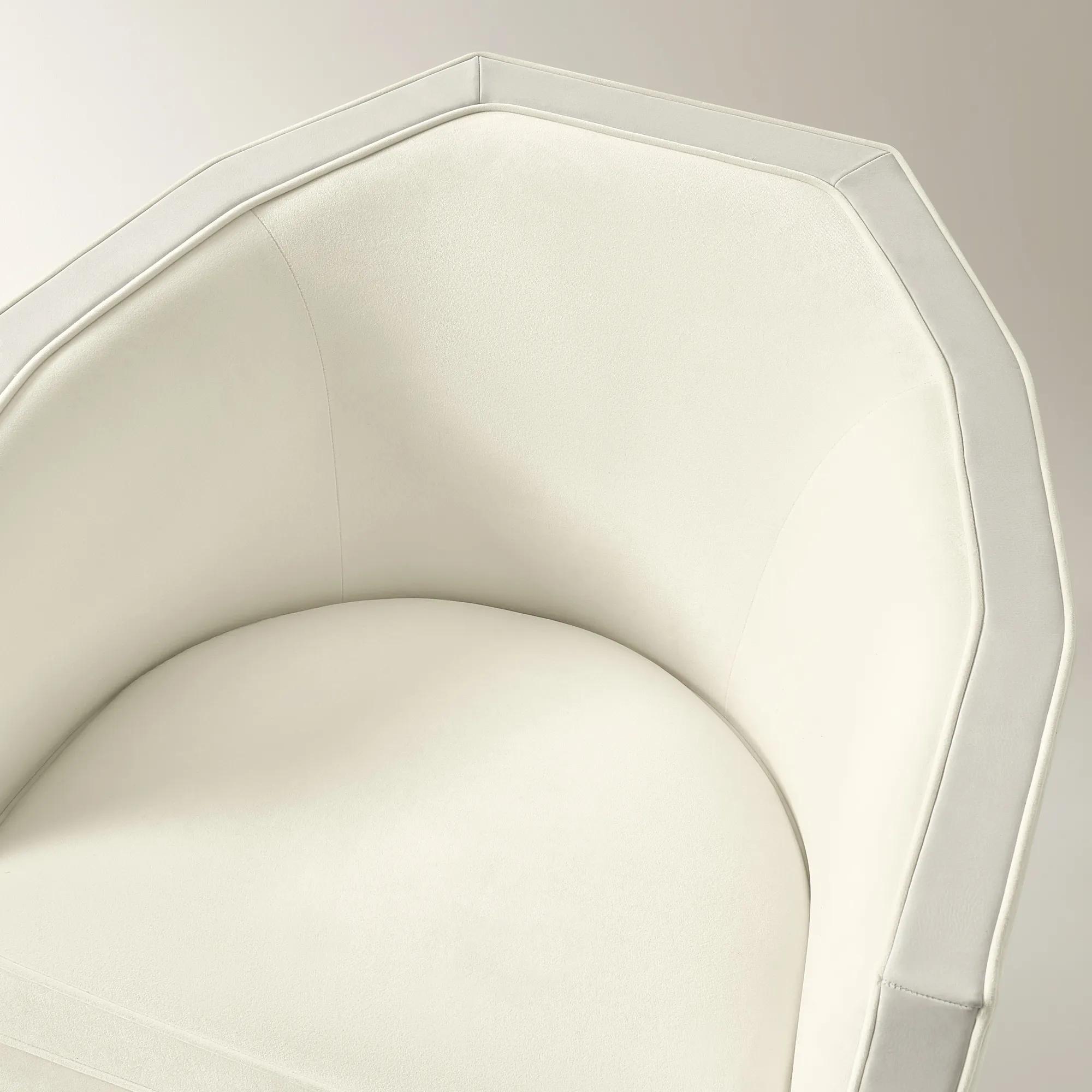 Vesper Cloud Velvet With Leather Swivel Accent Chair