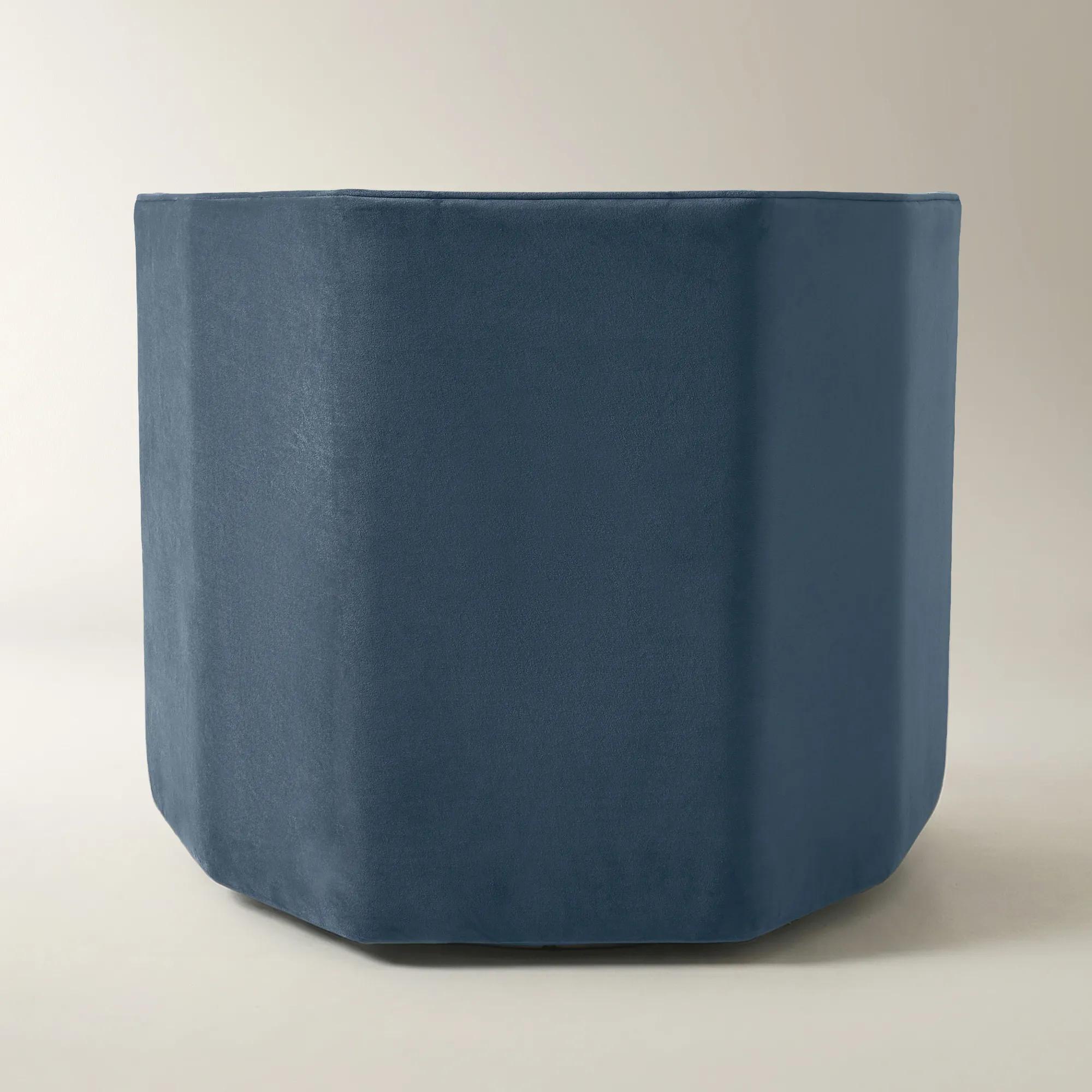 Vesper Dusty Blue Velvet With Leather Swivel Accent Chair